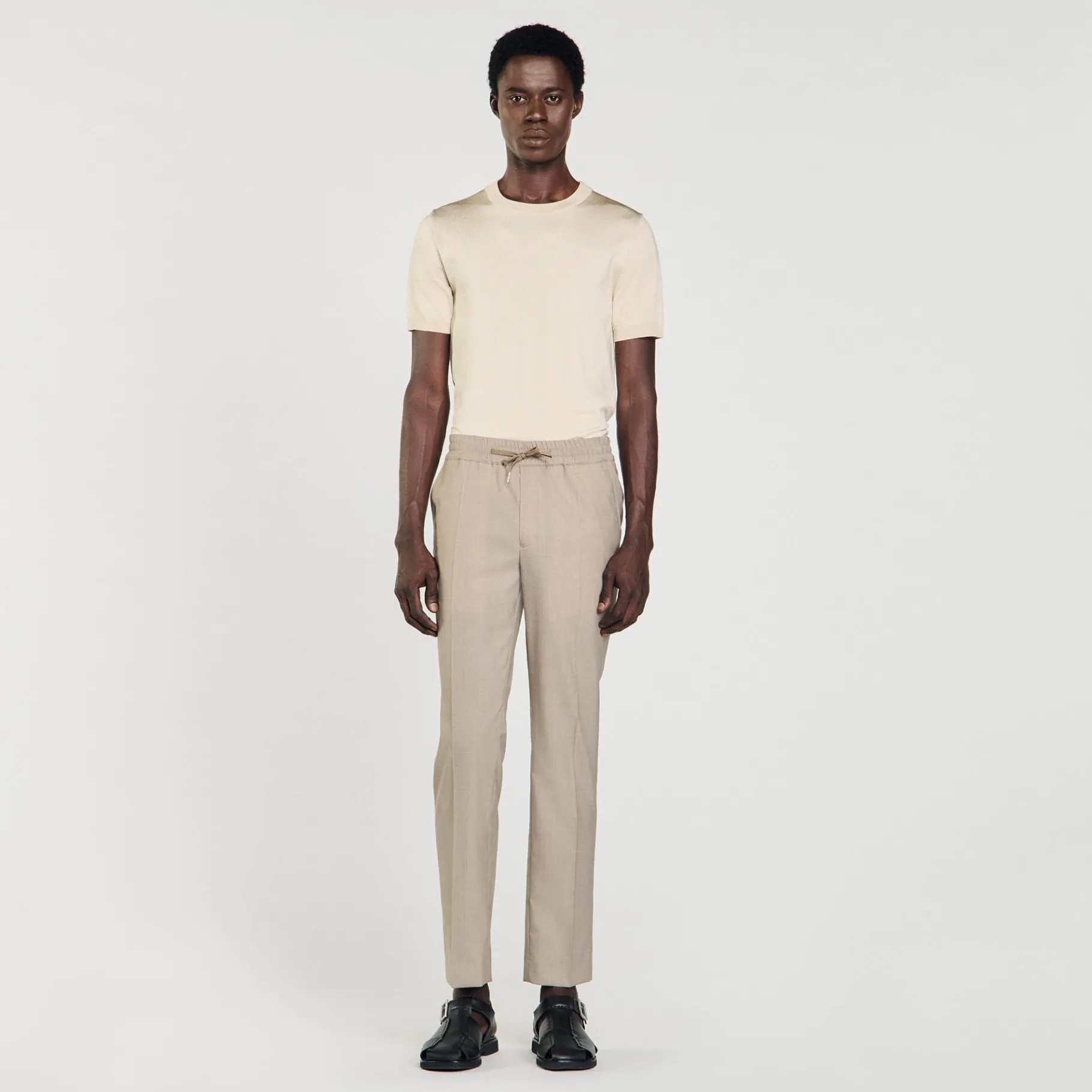 Sale SANDRO Pantalon à Taille élastiquée Taupe