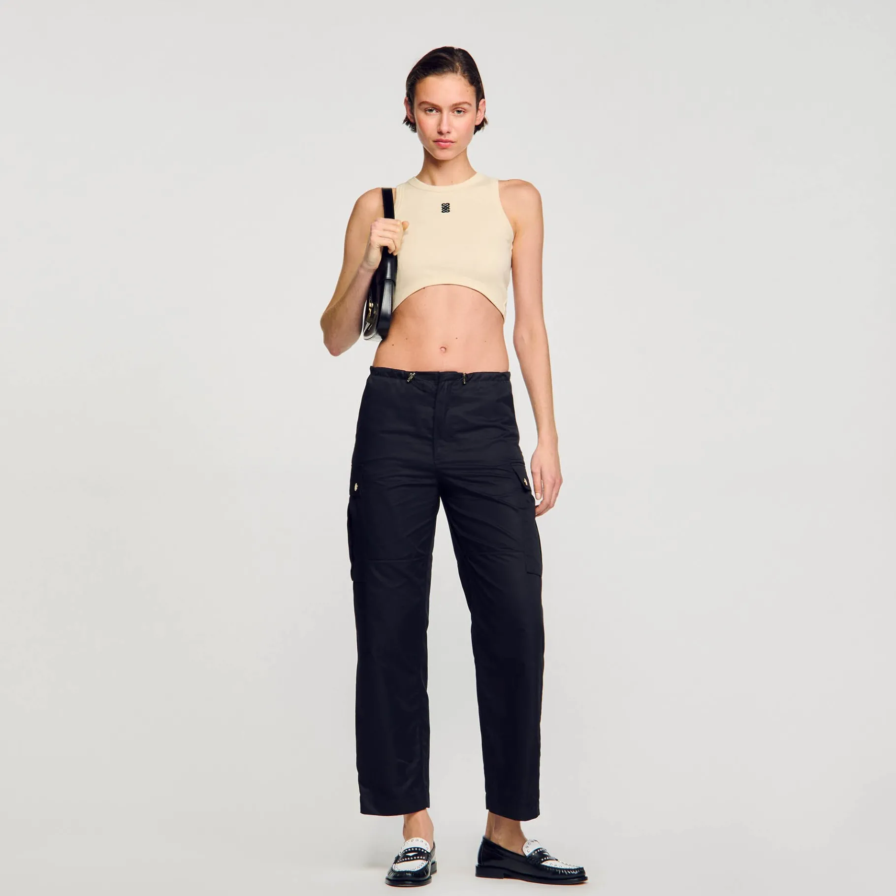 Fashion SANDRO Pantalon Cargo Noir