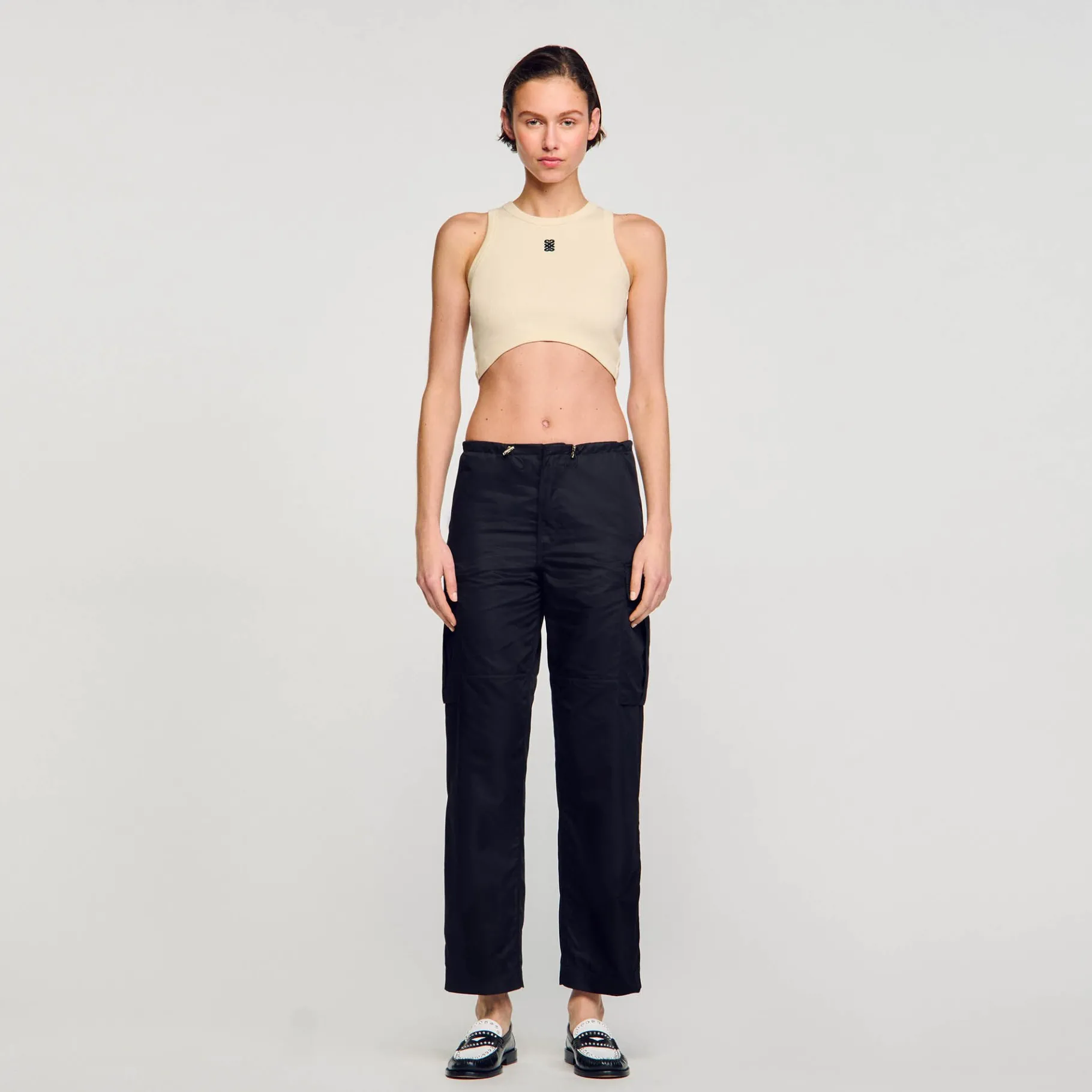 Fashion SANDRO Pantalon Cargo Noir