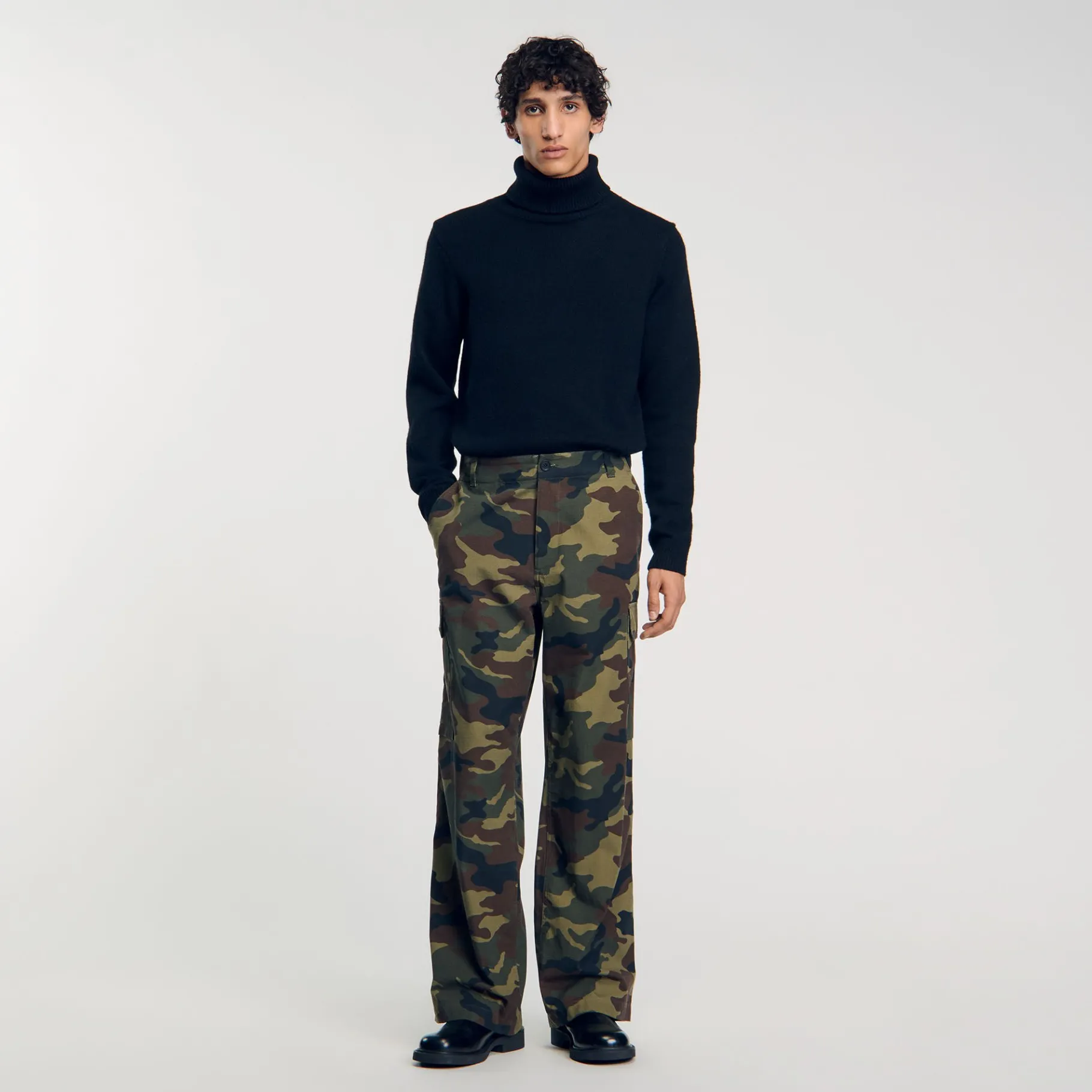 Best Sale SANDRO Pantalon Cargo Camouflage Camouflage kaki