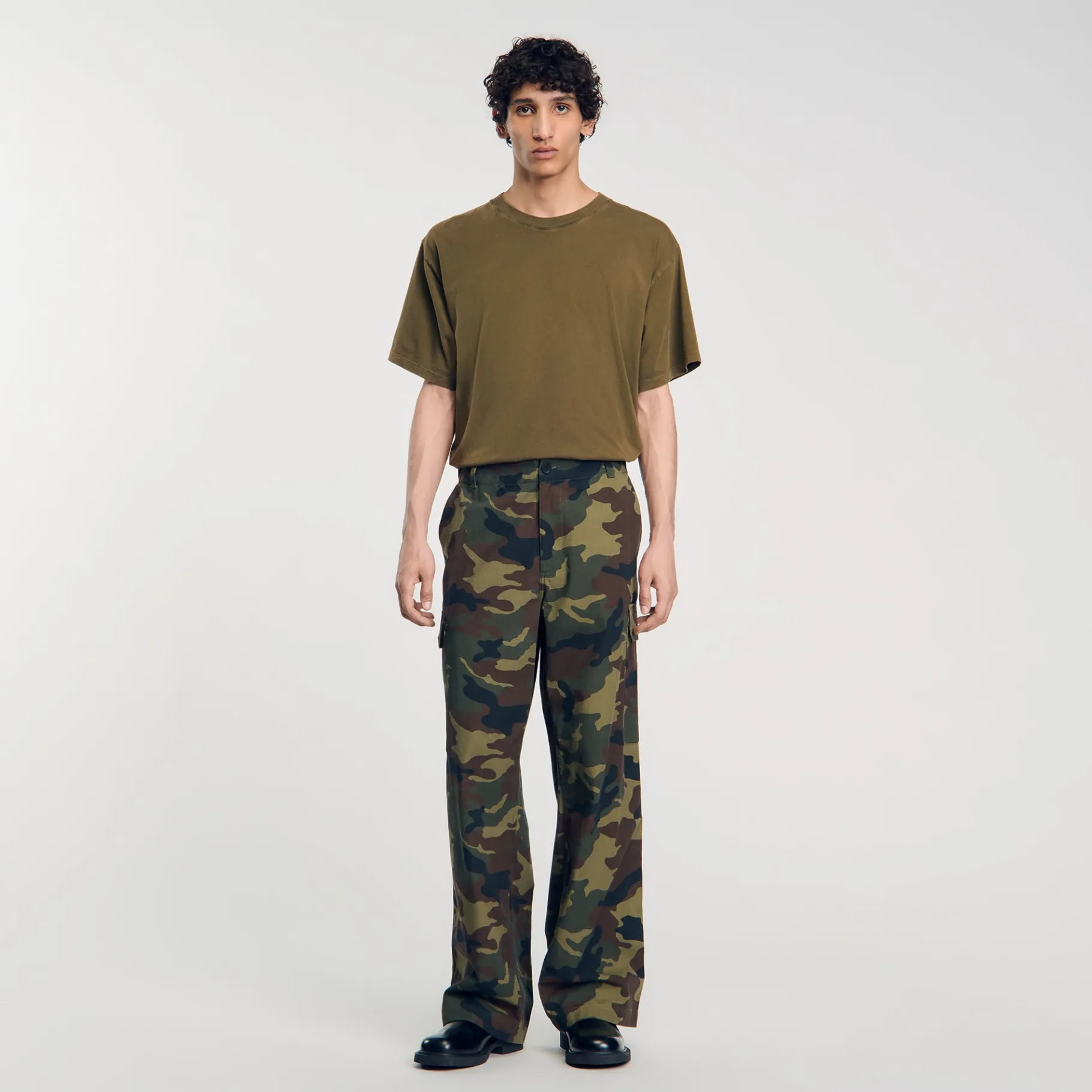 Best Sale SANDRO Pantalon Cargo Camouflage Camouflage kaki