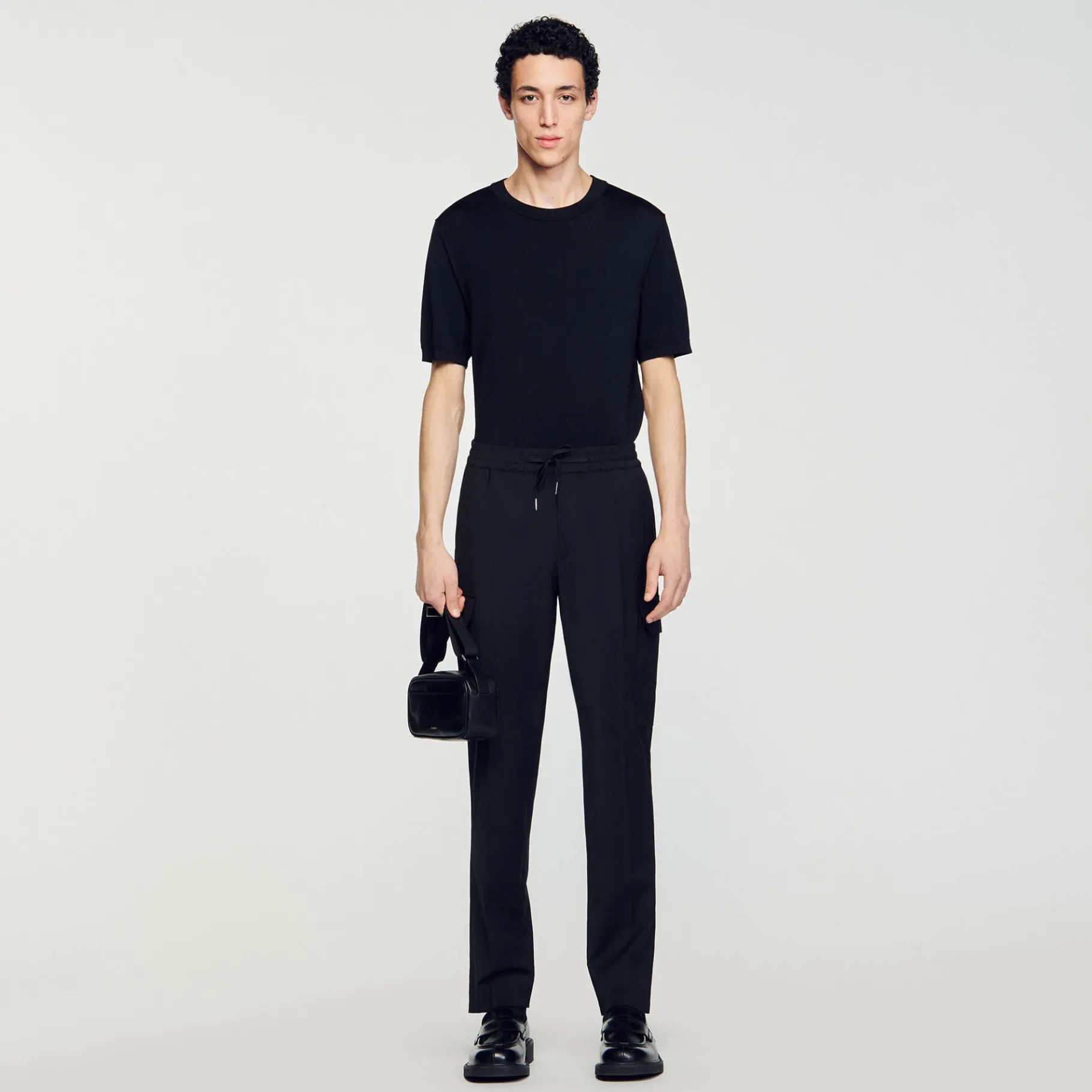 Clearance SANDRO Pantalon Cargo élastiqué Noir