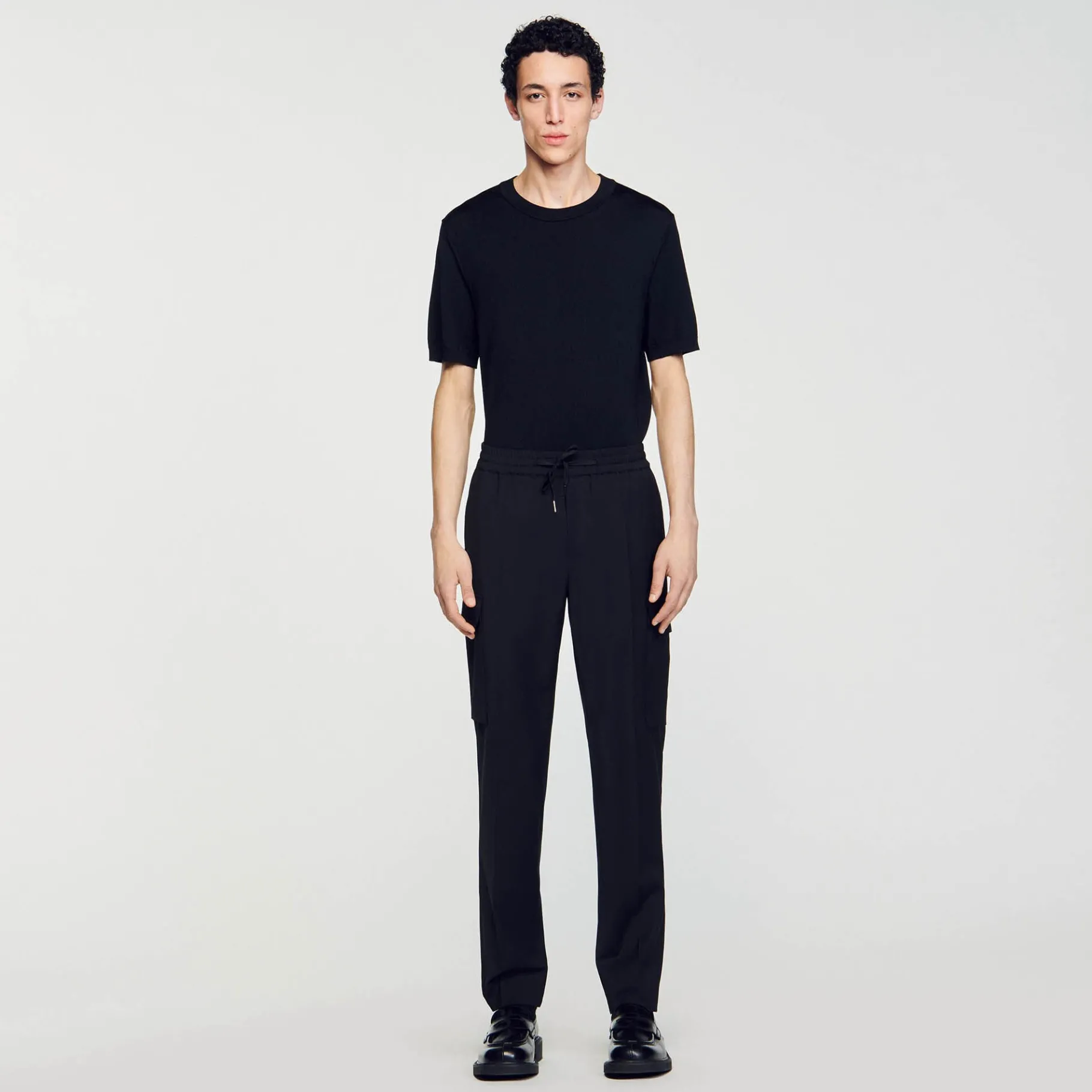Clearance SANDRO Pantalon Cargo élastiqué Noir