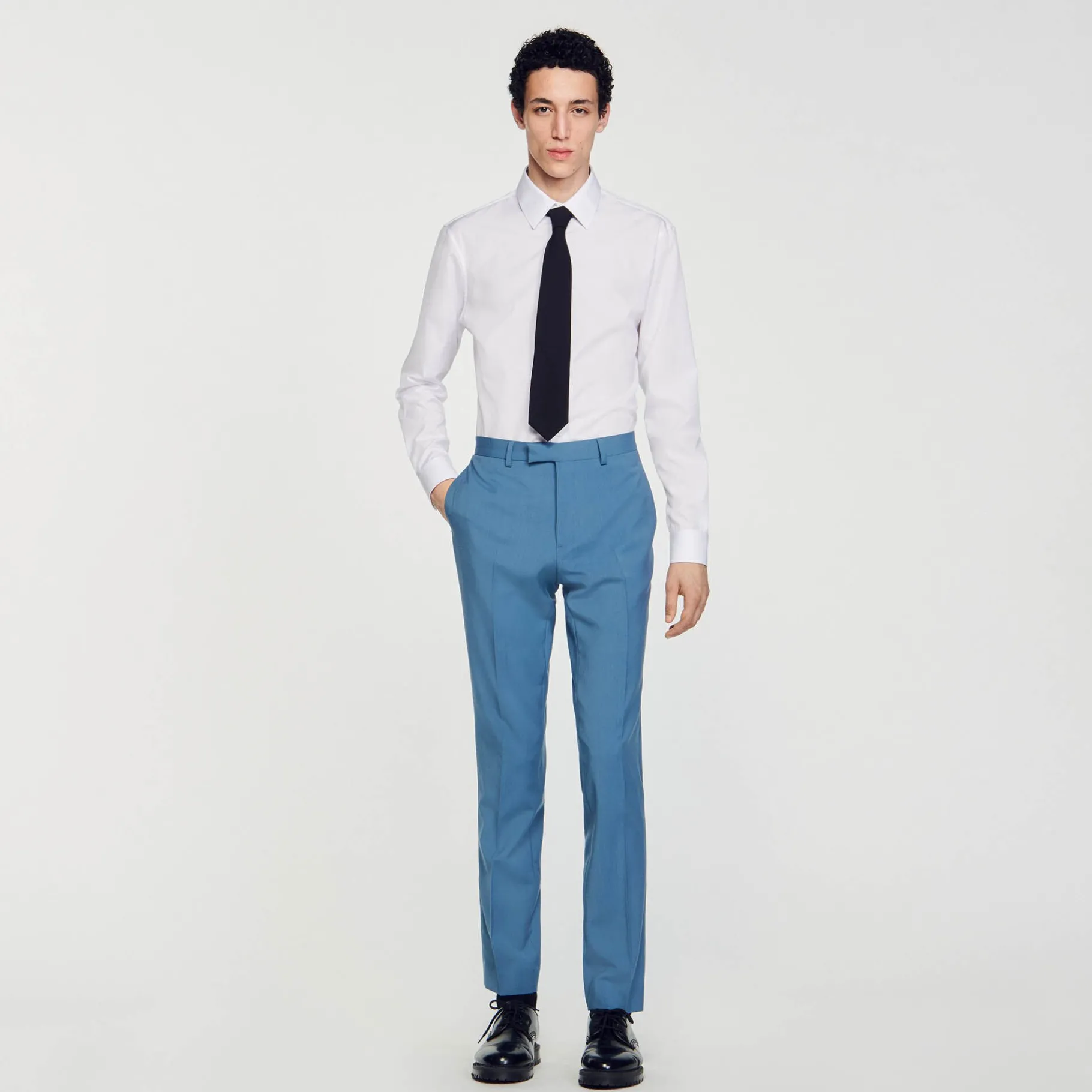 Shop SANDRO Pantalon De Costume Bleu Gris