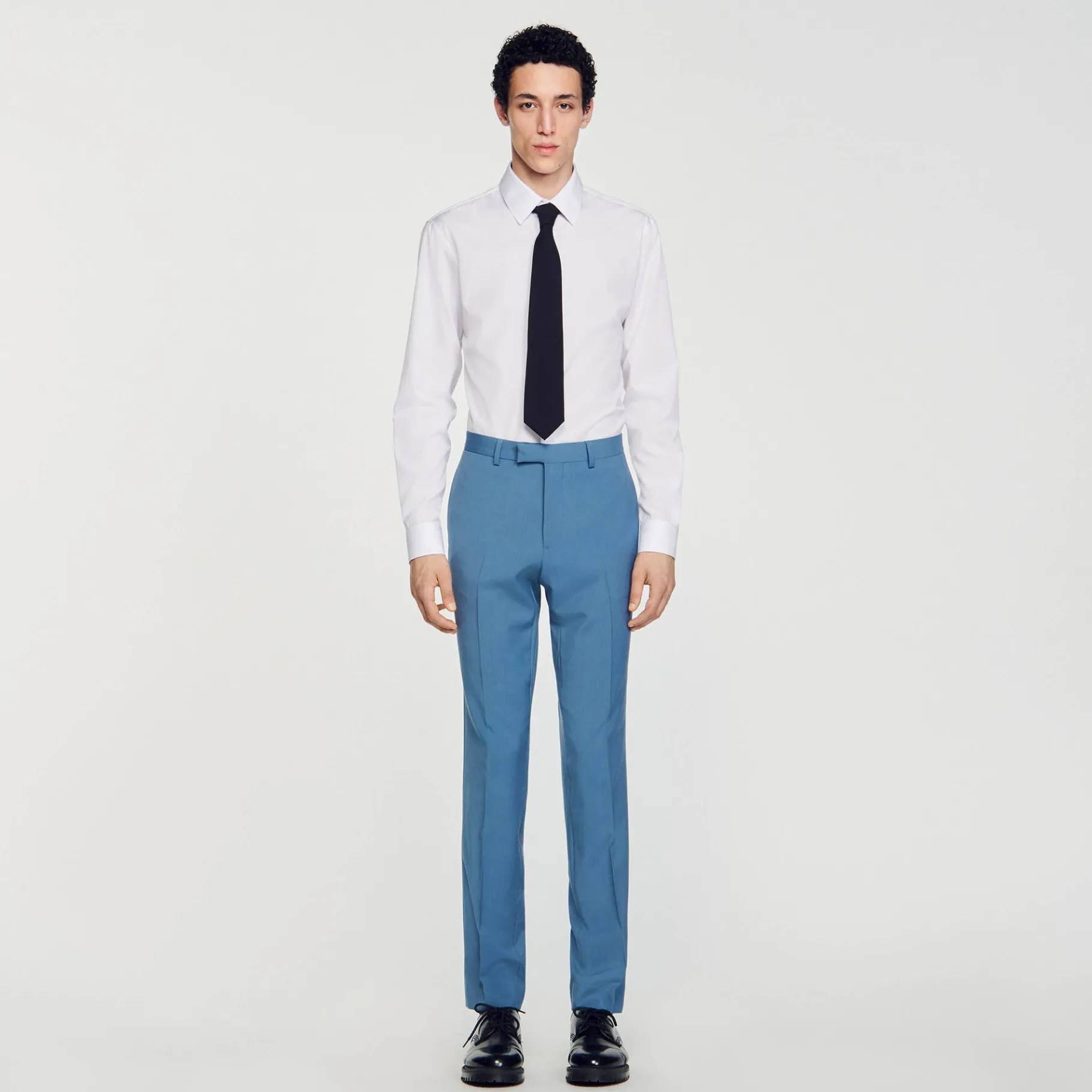 Shop SANDRO Pantalon De Costume Bleu Gris