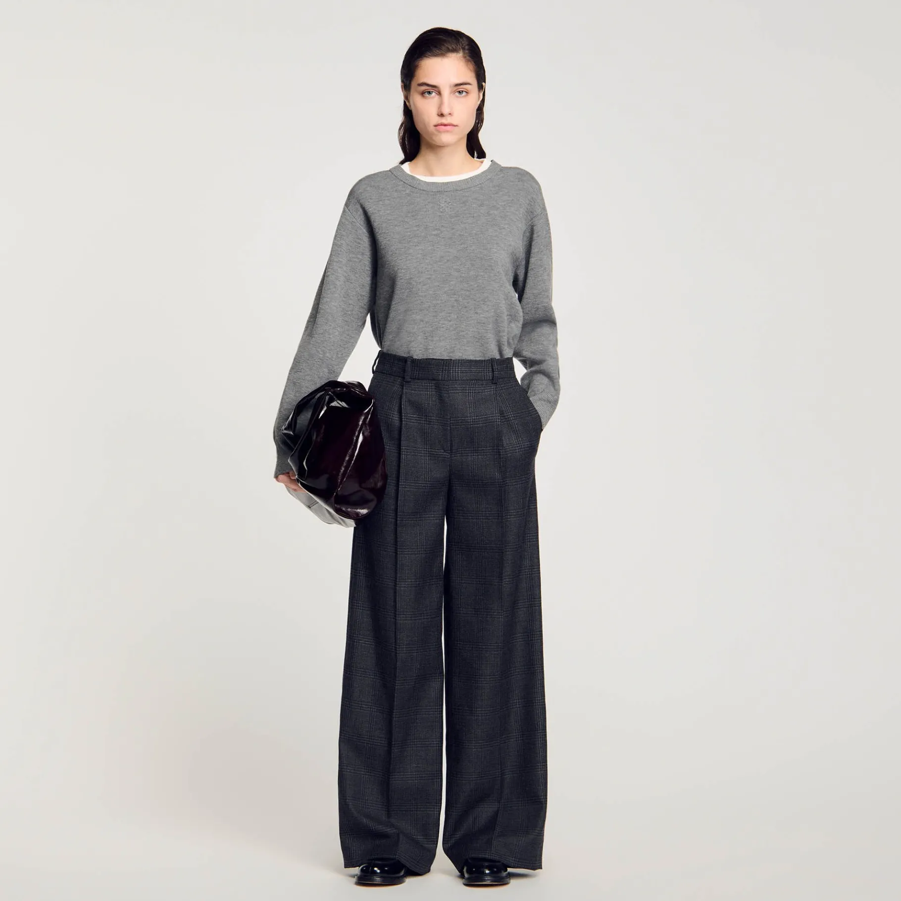 Flash Sale SANDRO Pantalon De Costume à Carreaux Gris Foncé