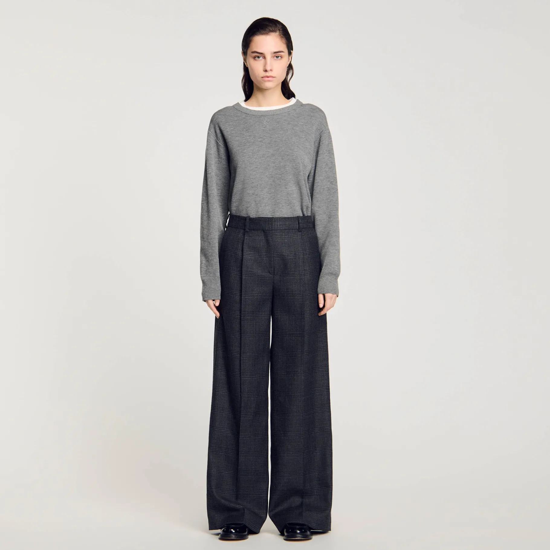 Flash Sale SANDRO Pantalon De Costume à Carreaux Gris Foncé