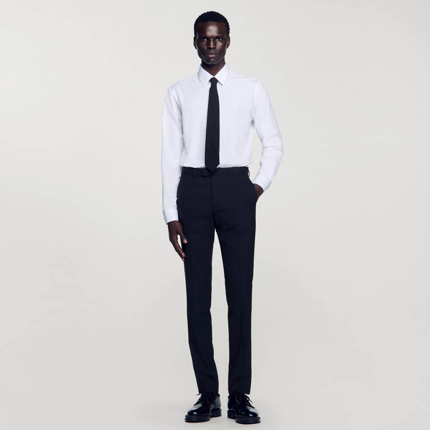 Cheap SANDRO Pantalon De Costume Classique En Laine Marine