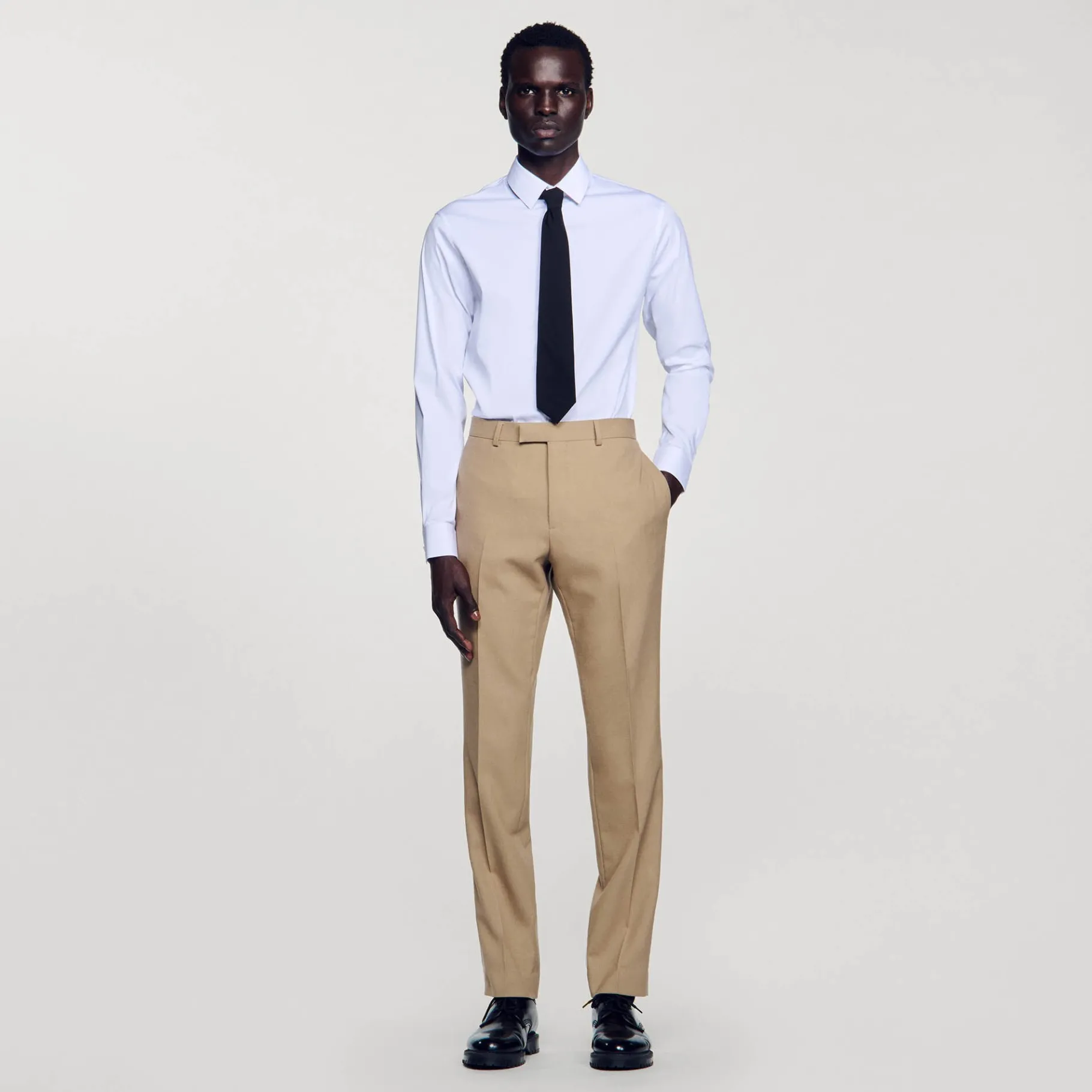 Best SANDRO Pantalon De Costume En Laine Beige