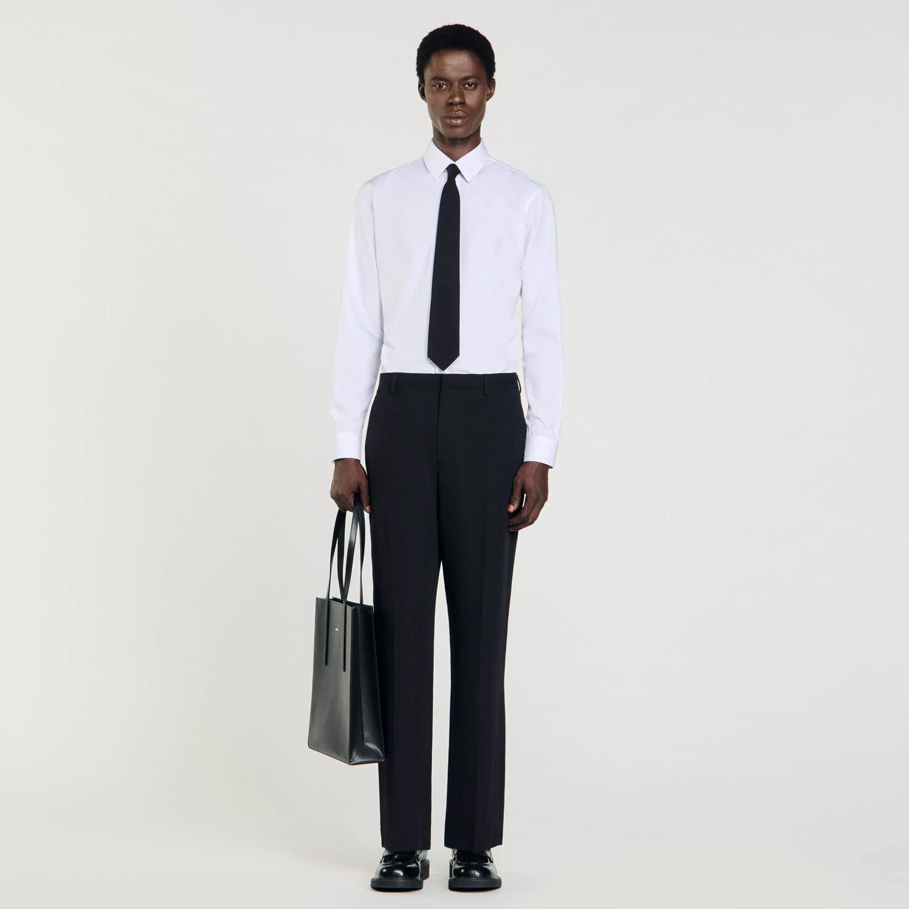Online SANDRO Pantalon De Costume En Laine Noir