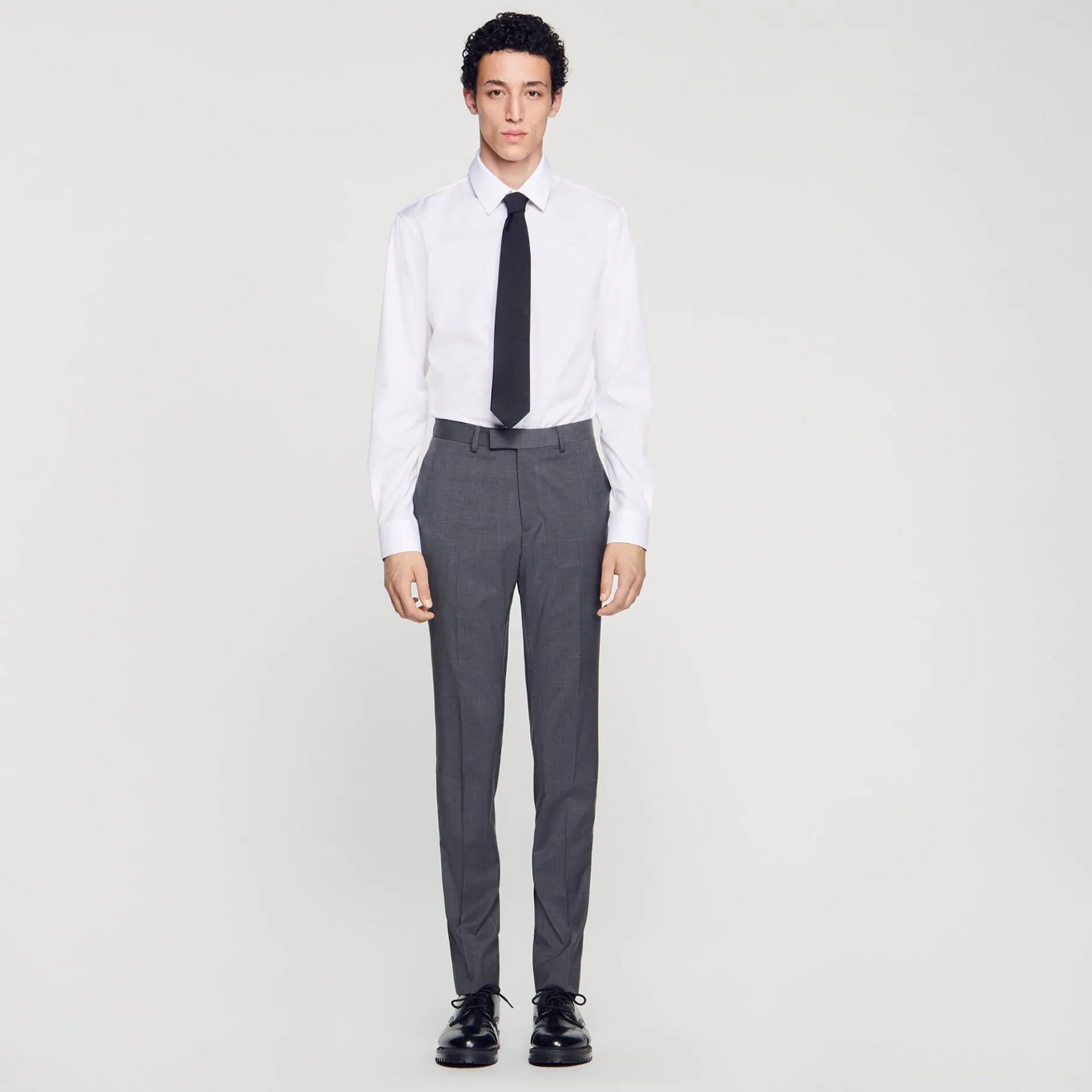 Store SANDRO Pantalon De Costume En Laine gris chiné