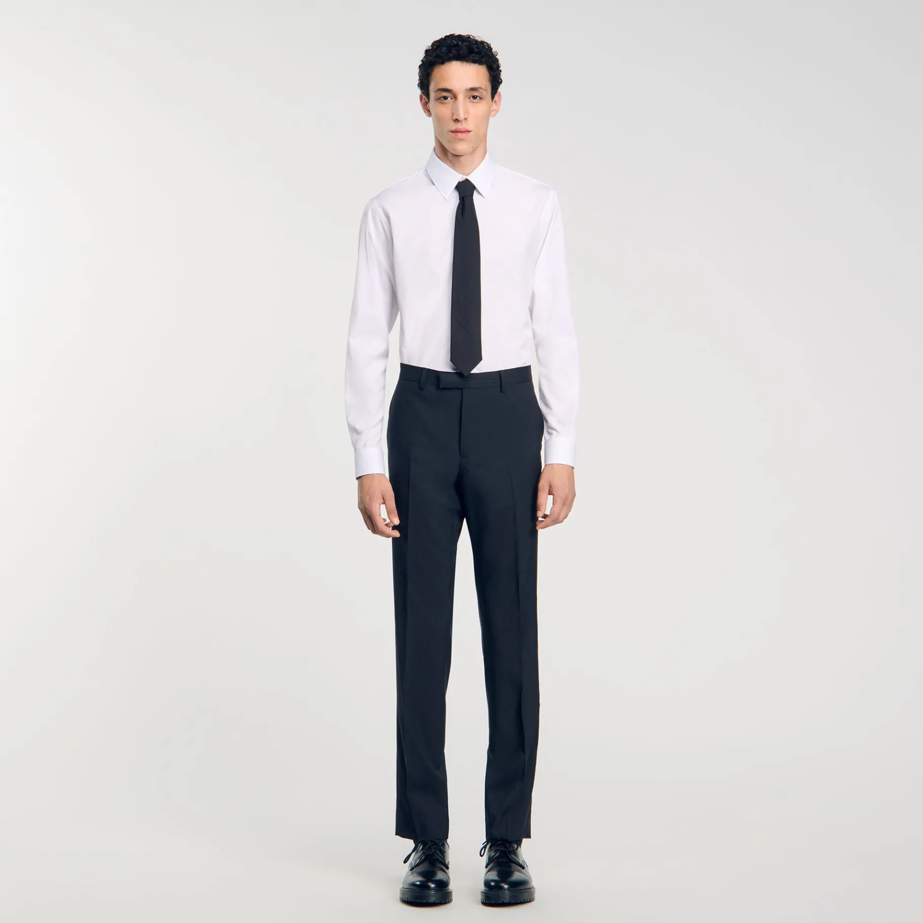 New SANDRO Pantalon De Costume Fines Rayures Noir