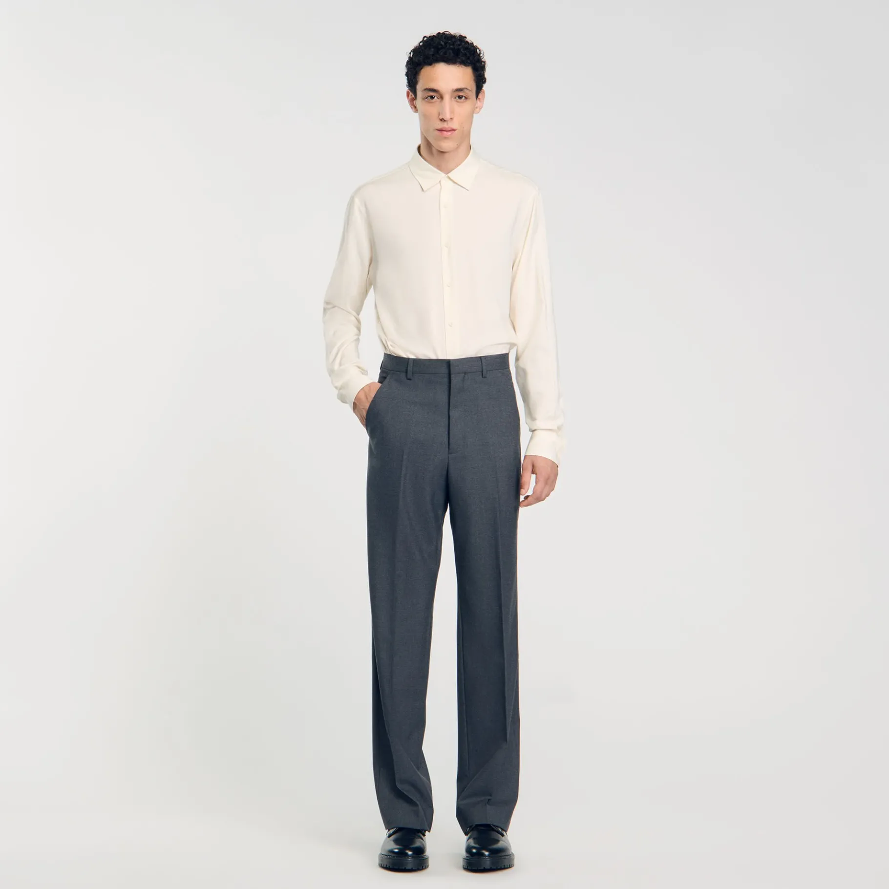 Fashion SANDRO Pantalon De Costume Large Gris