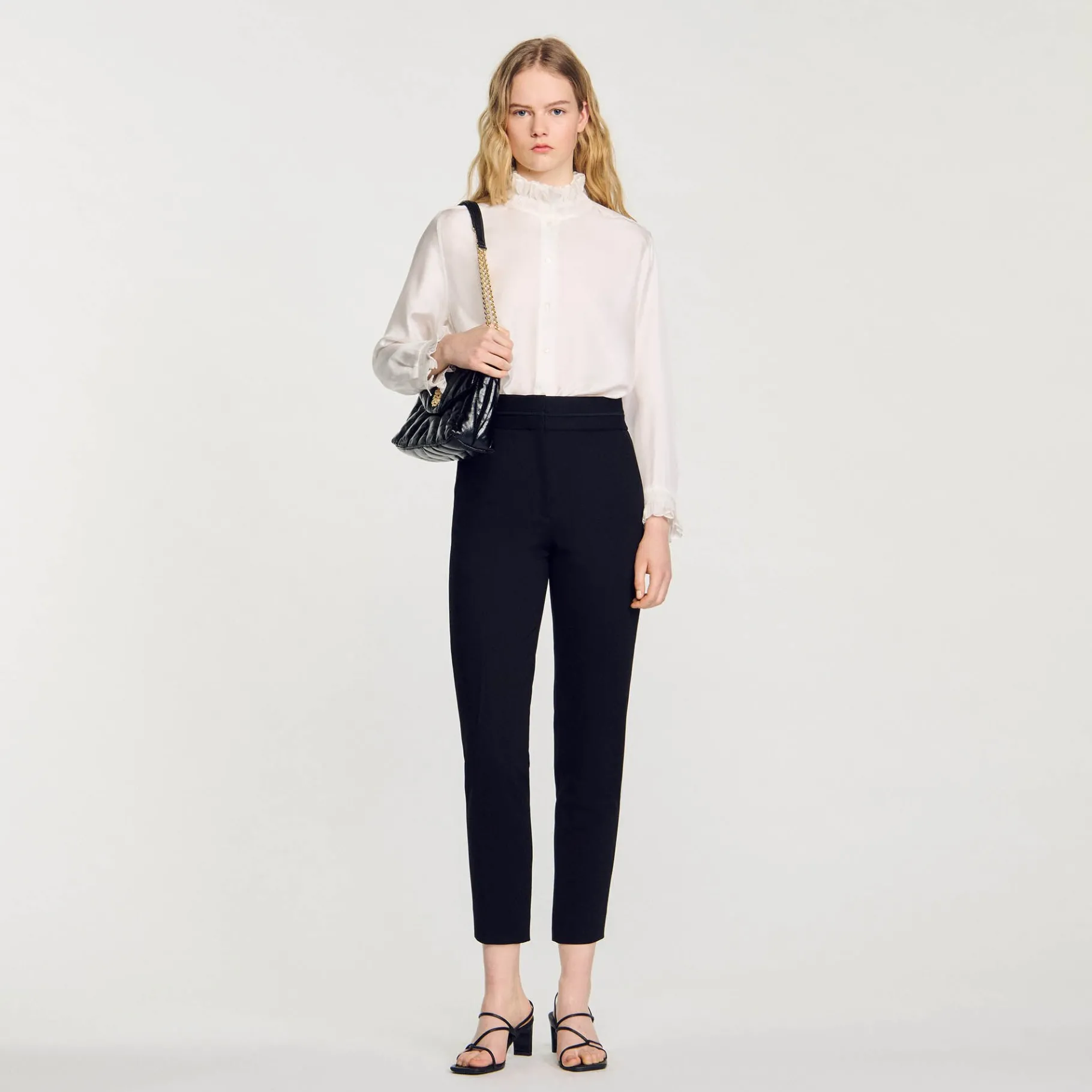 Online SANDRO Pantalon Droit Noir