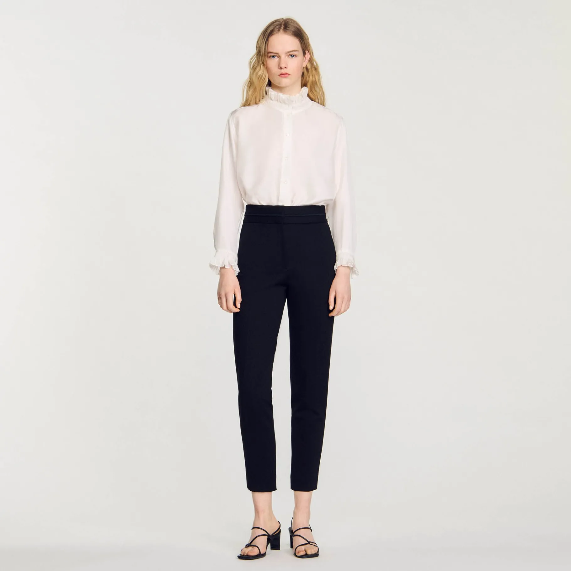 Online SANDRO Pantalon Droit Noir