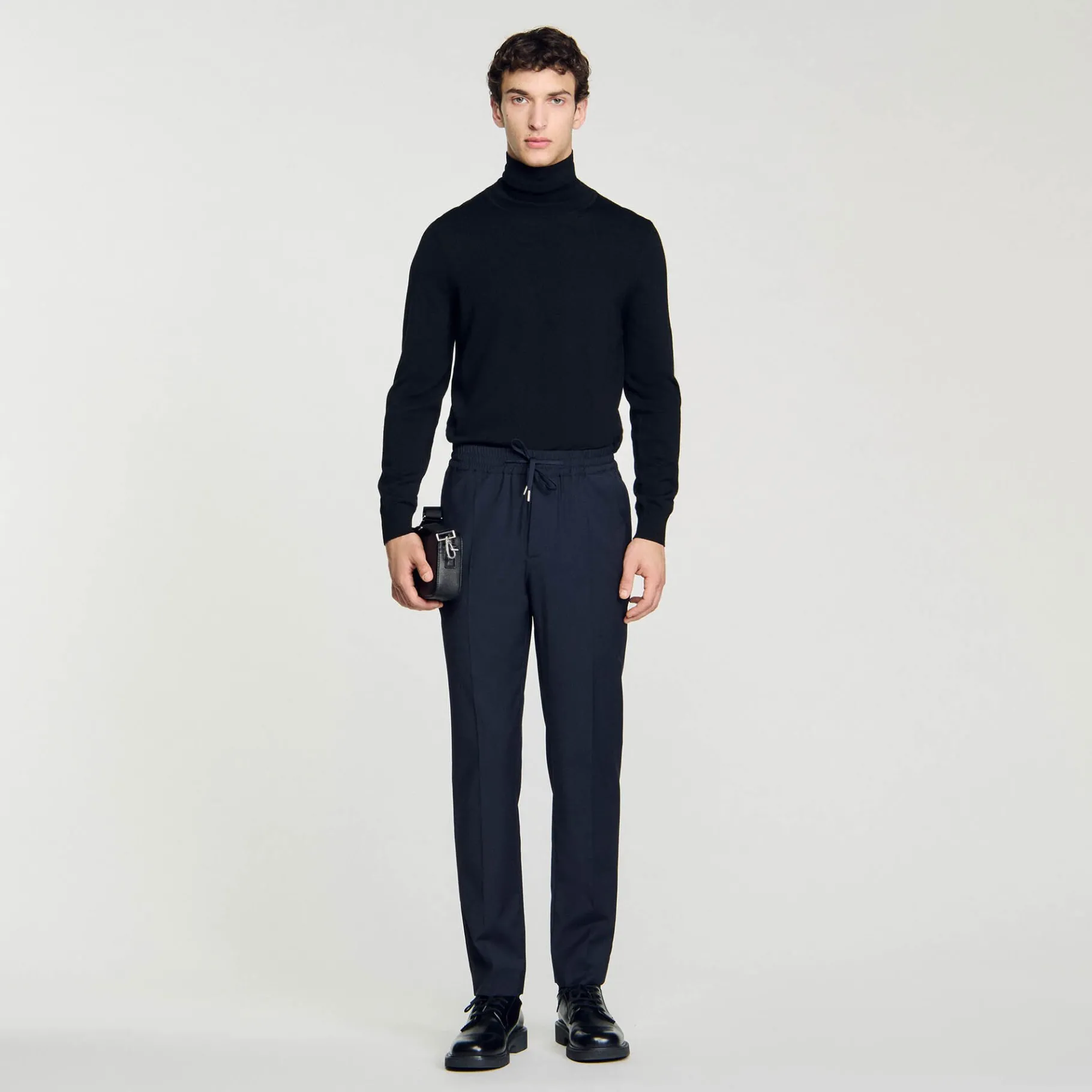 Best SANDRO Pantalon Droit élastiqué Marine
