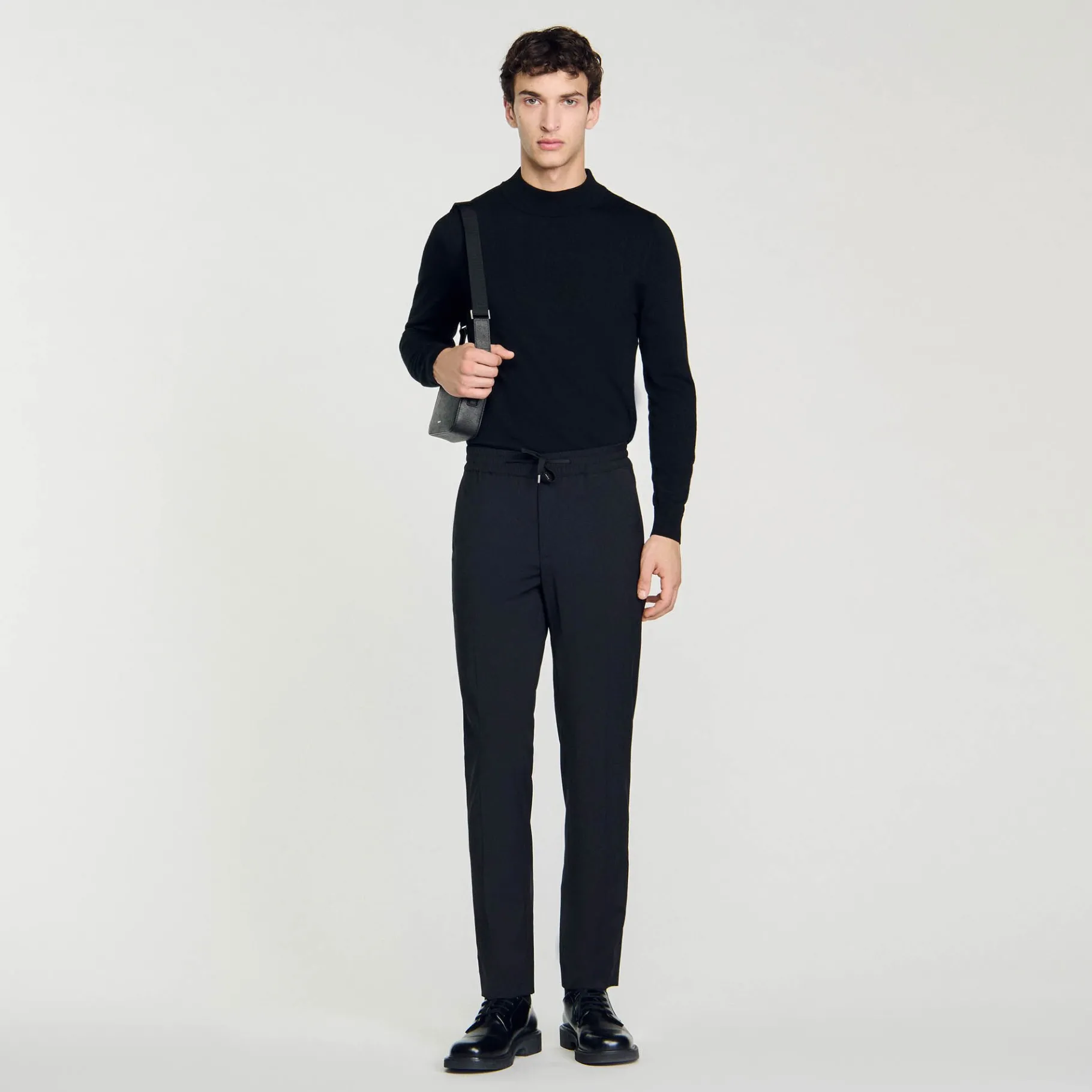 Best SANDRO Pantalon Droit élastiqué Noir