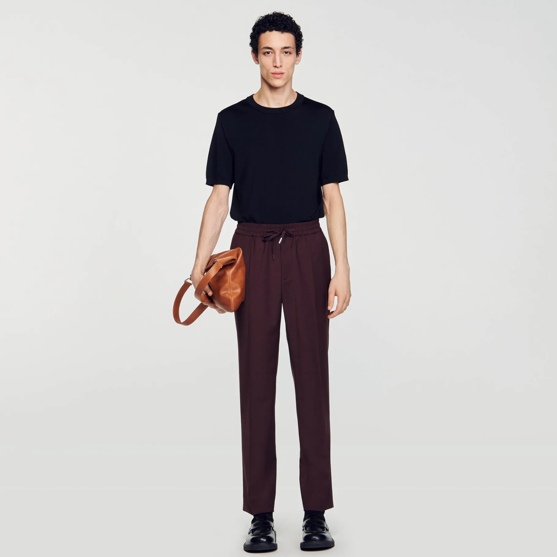 Flash Sale SANDRO Pantalon Droit élastiqué Marron Foncé