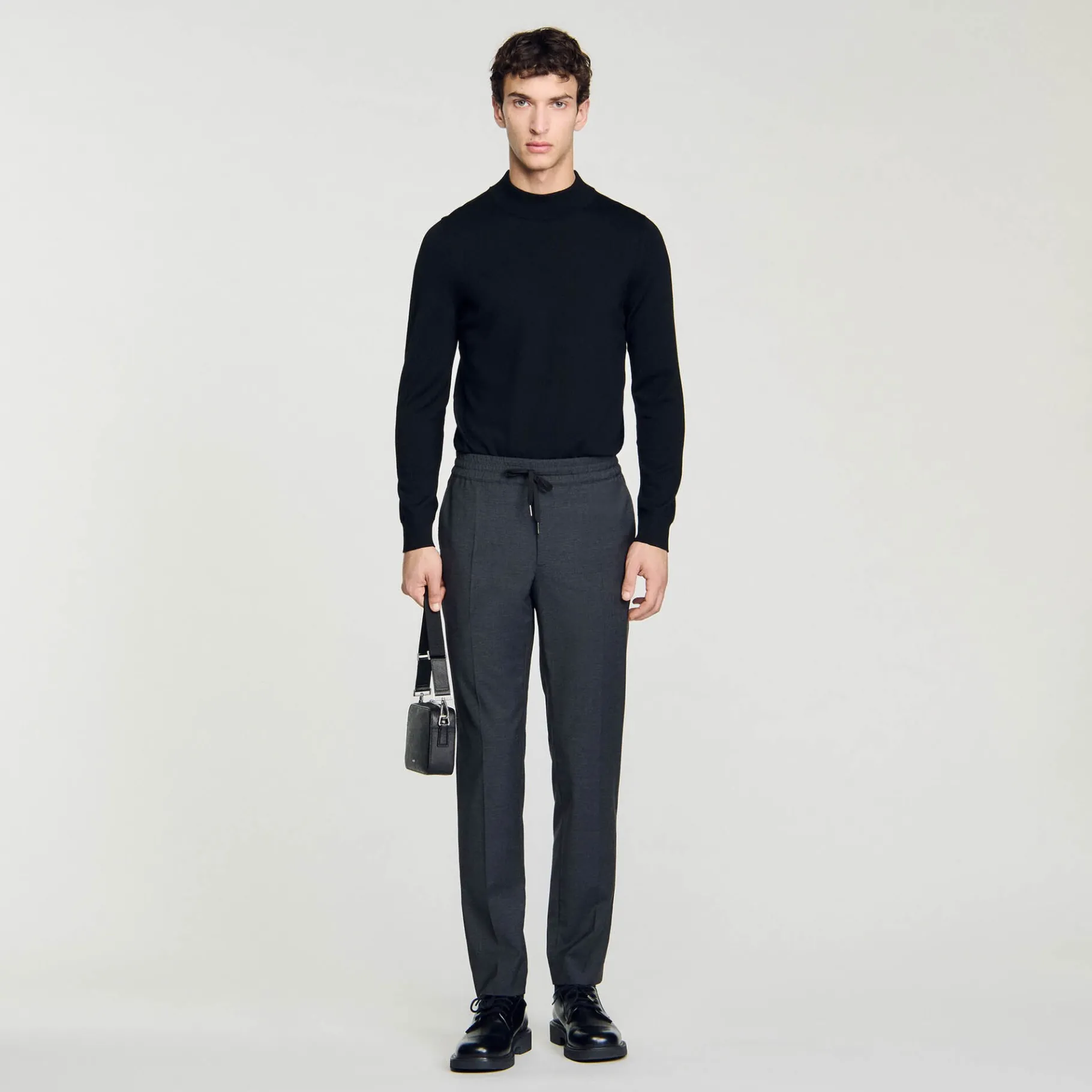 Cheap SANDRO Pantalon Droit élastiqué gris chiné