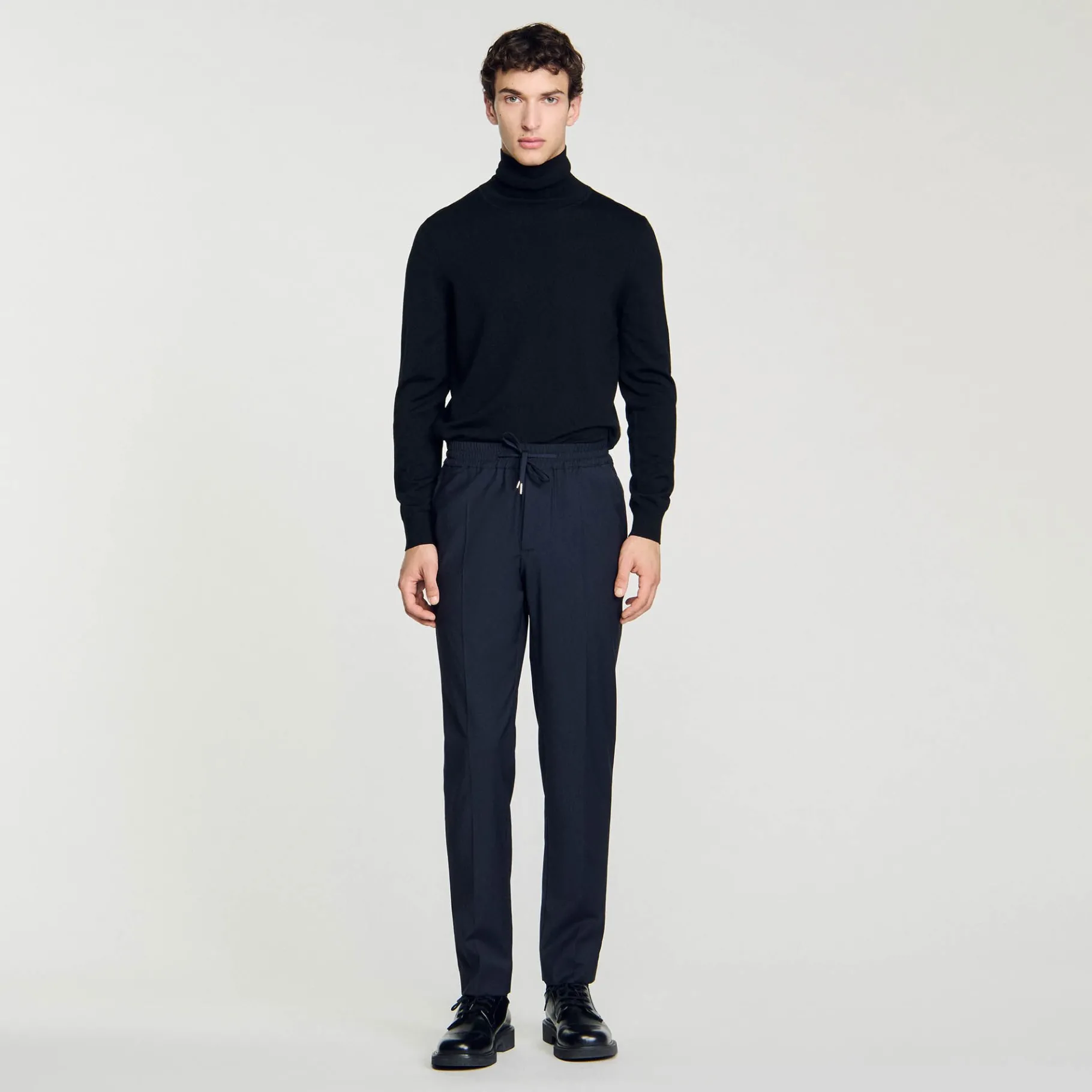 Best SANDRO Pantalon Droit élastiqué Marine