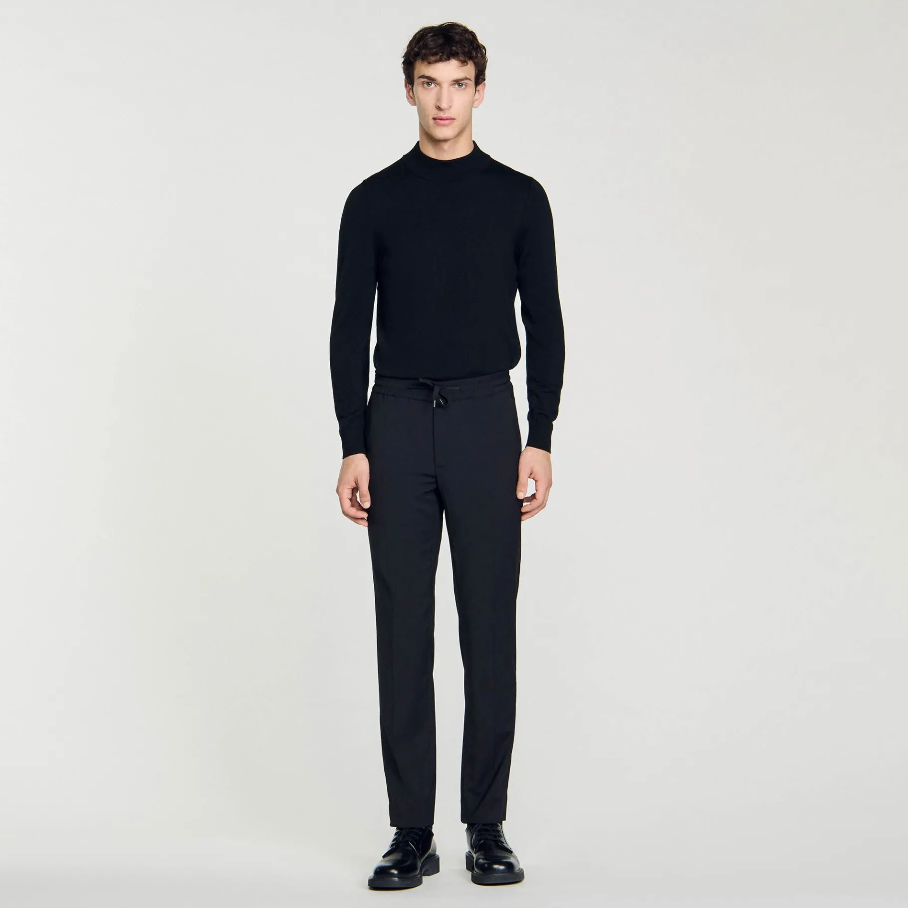 Best SANDRO Pantalon Droit élastiqué Noir