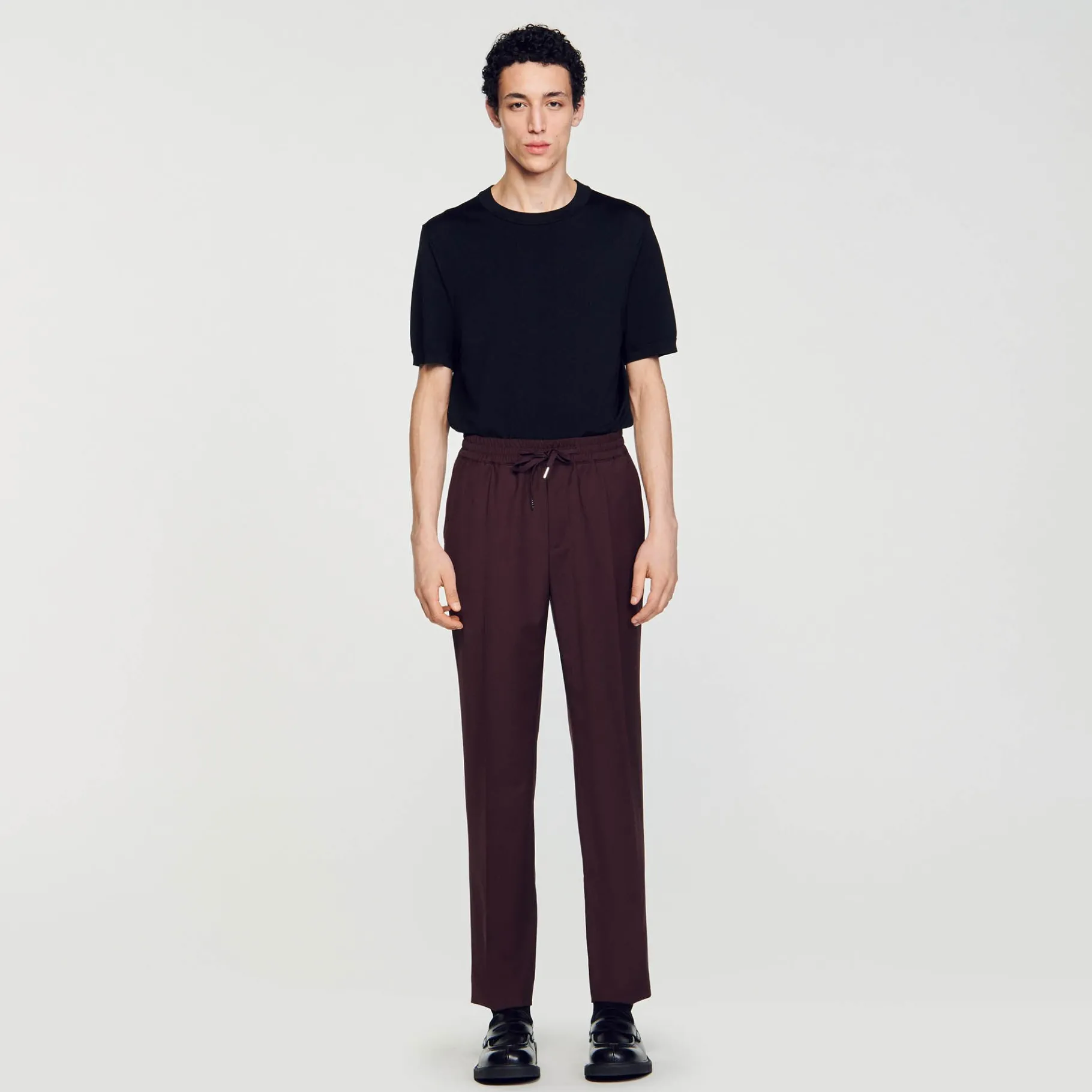 Flash Sale SANDRO Pantalon Droit élastiqué Marron Foncé
