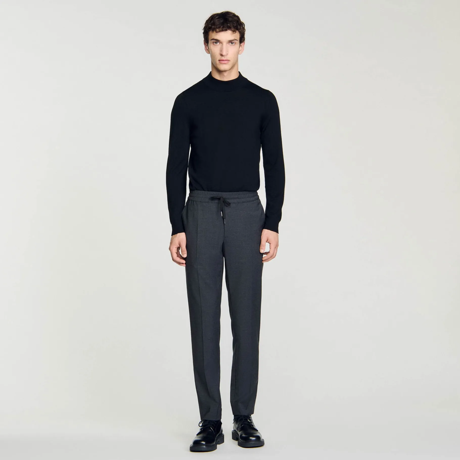 Cheap SANDRO Pantalon Droit élastiqué gris chiné