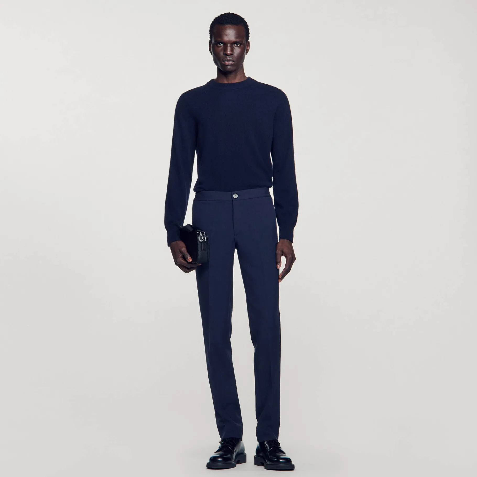 Store SANDRO Pantalon En Jersey Marine