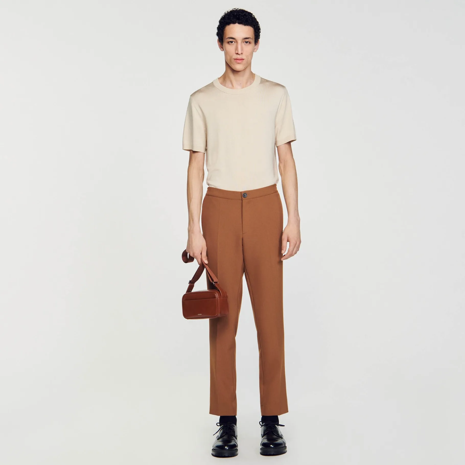 Online SANDRO Pantalon En Jersey Caramel