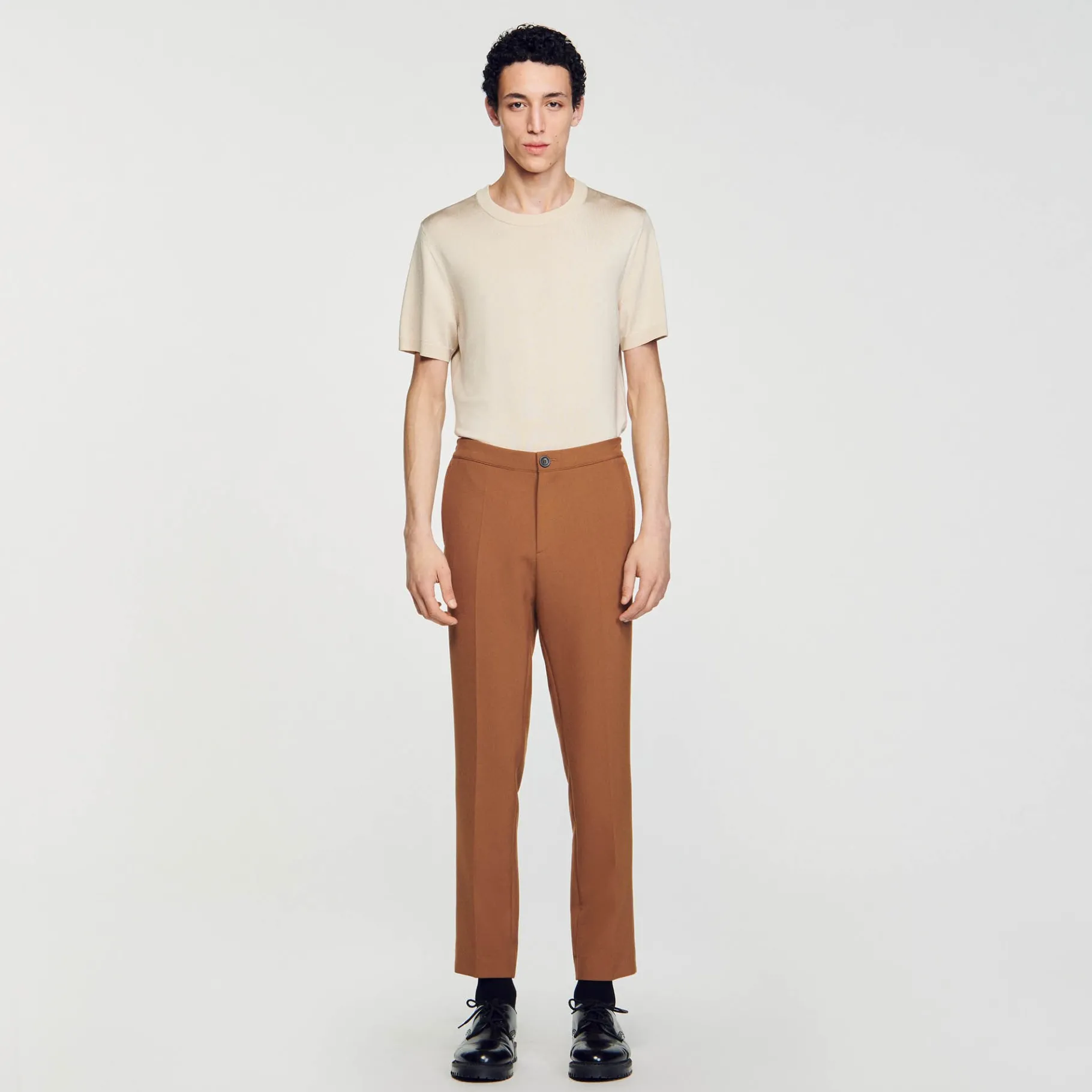 Online SANDRO Pantalon En Jersey Caramel