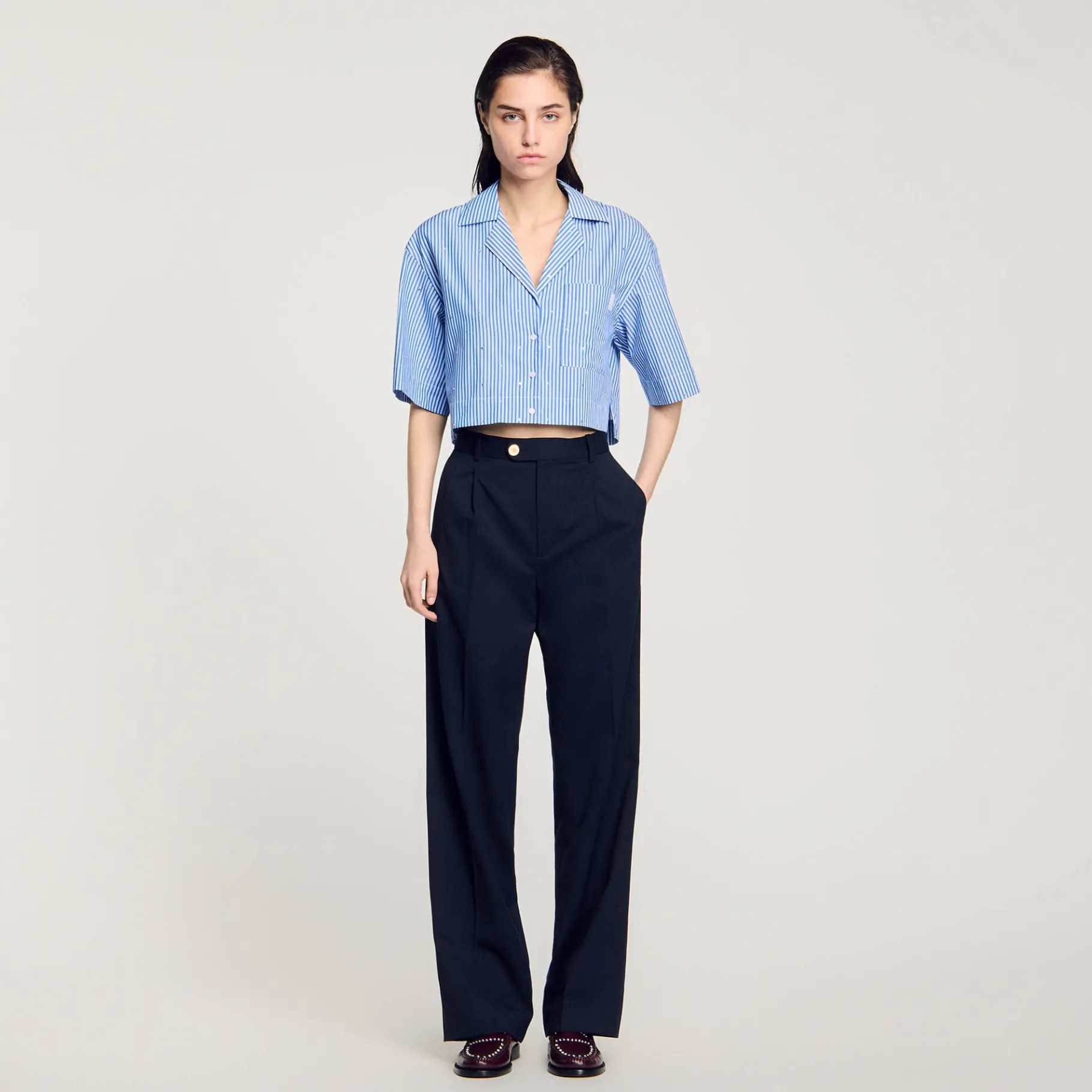 Flash Sale SANDRO Pantalon En Laine Marine