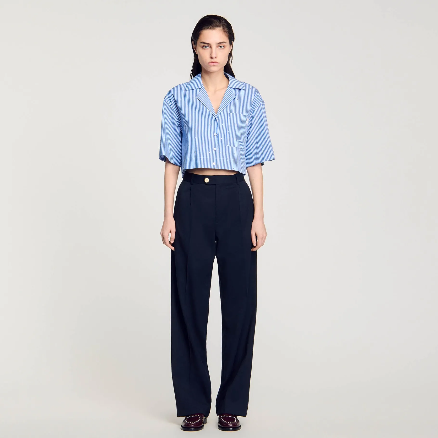 Flash Sale SANDRO Pantalon En Laine Marine