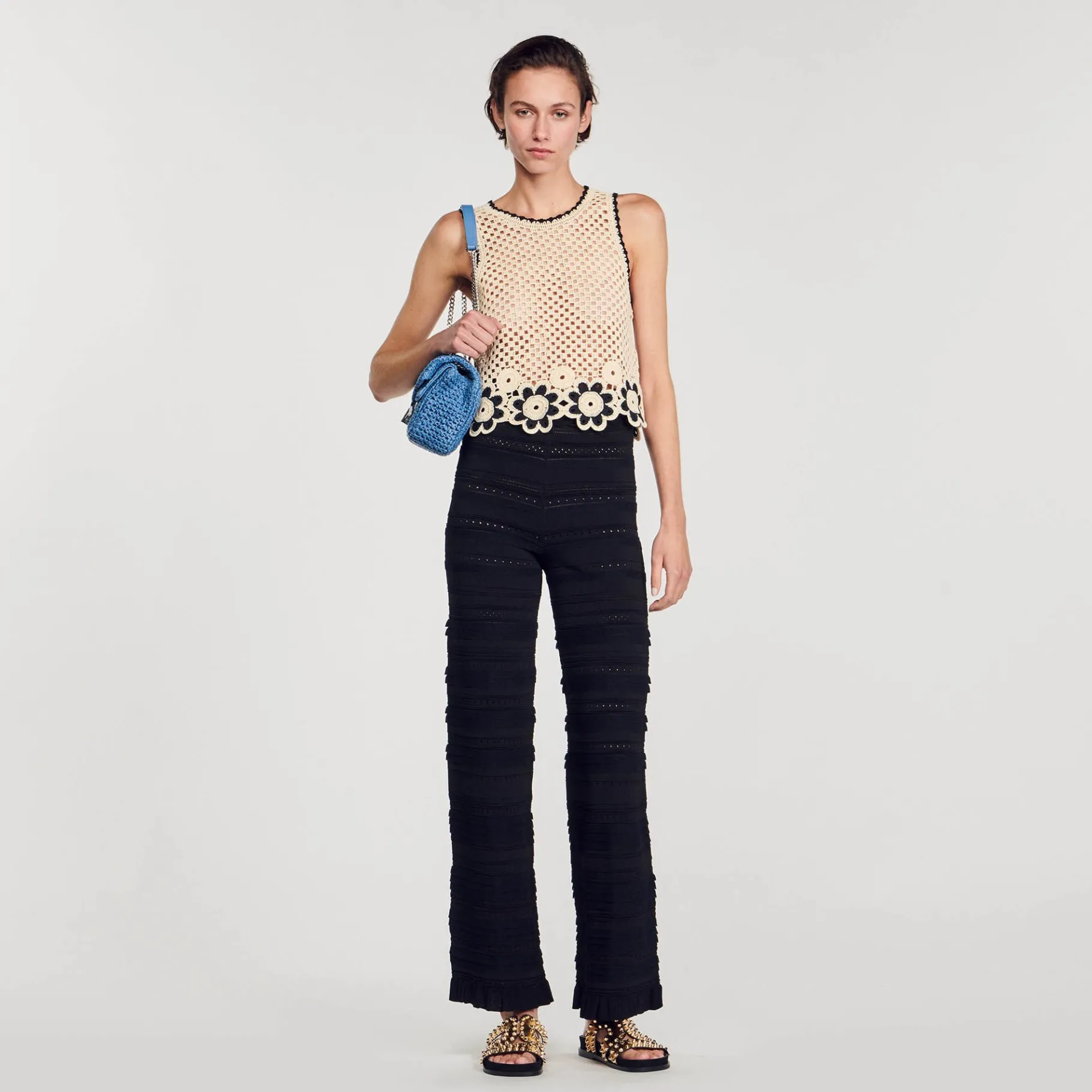 Store SANDRO Pantalon En Maille Noir