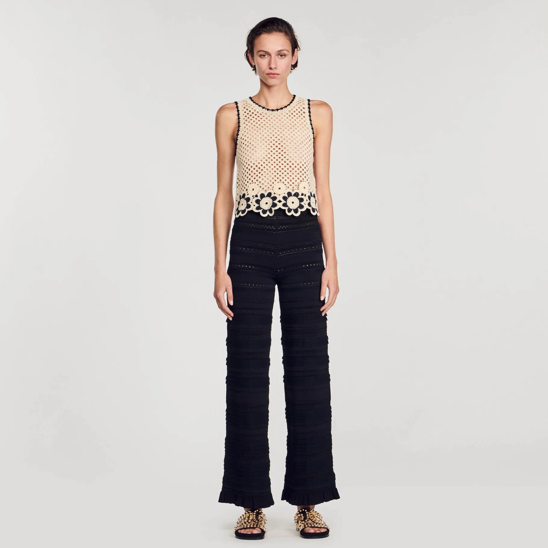 Store SANDRO Pantalon En Maille Noir