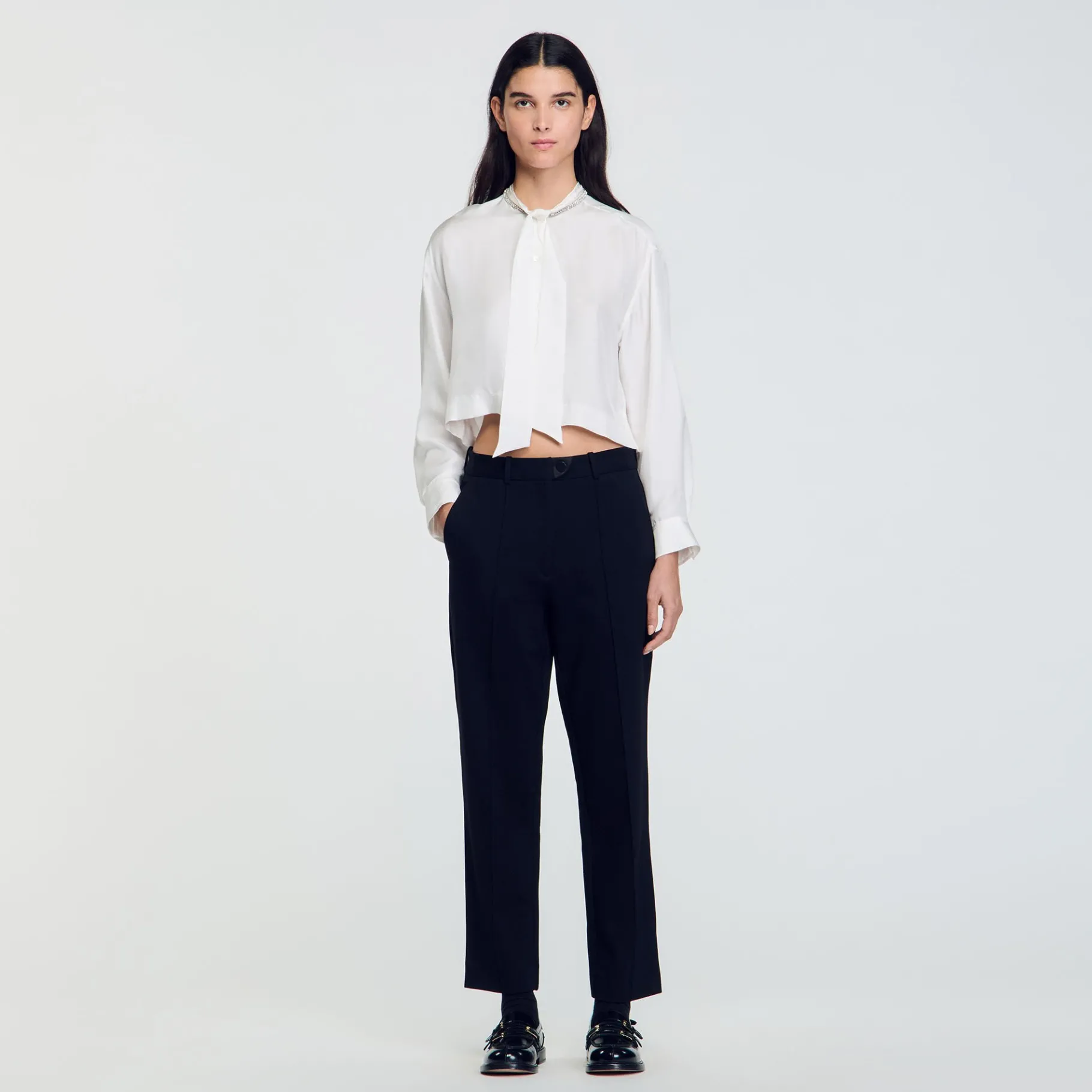 Online SANDRO Pantalon En Matière Technique Noir