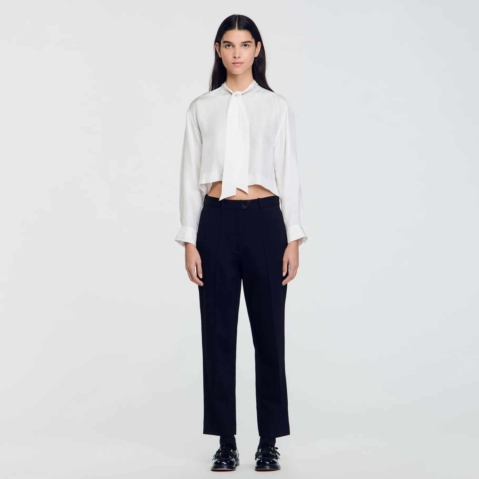 Online SANDRO Pantalon En Matière Technique Noir