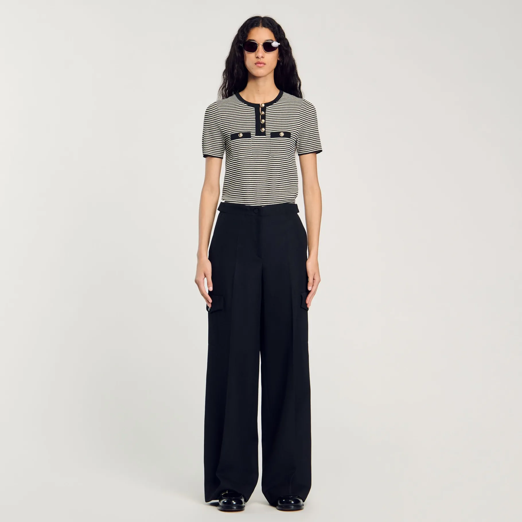 Store SANDRO Pantalon Large Noir