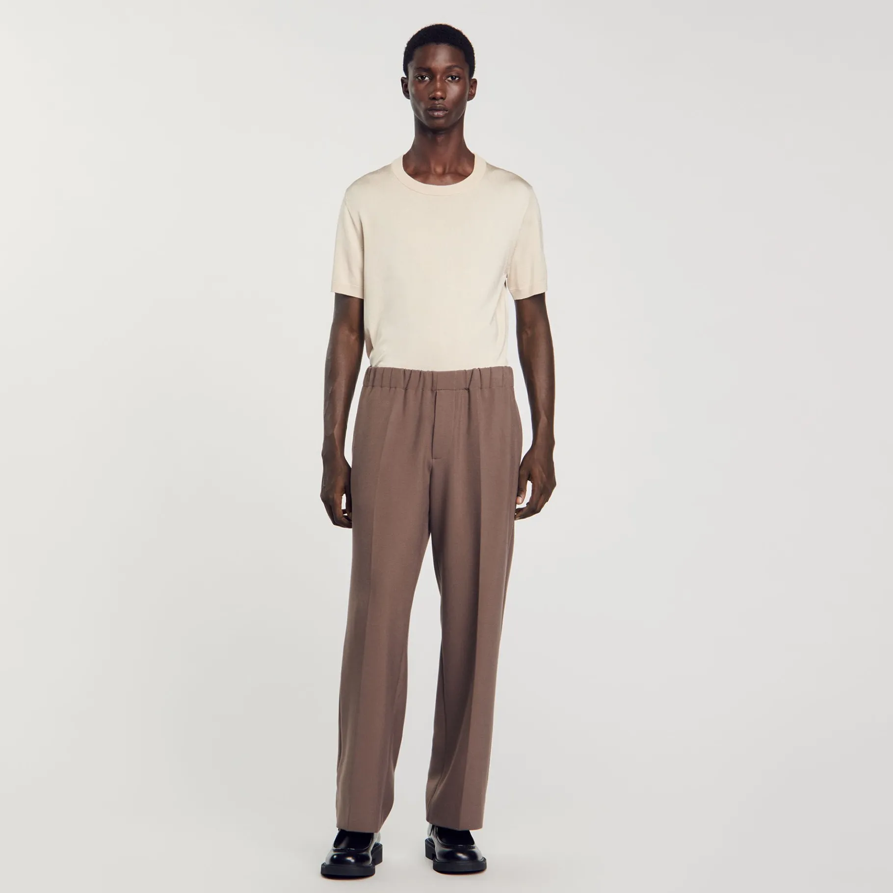 Sale SANDRO Pantalon Large Taupe