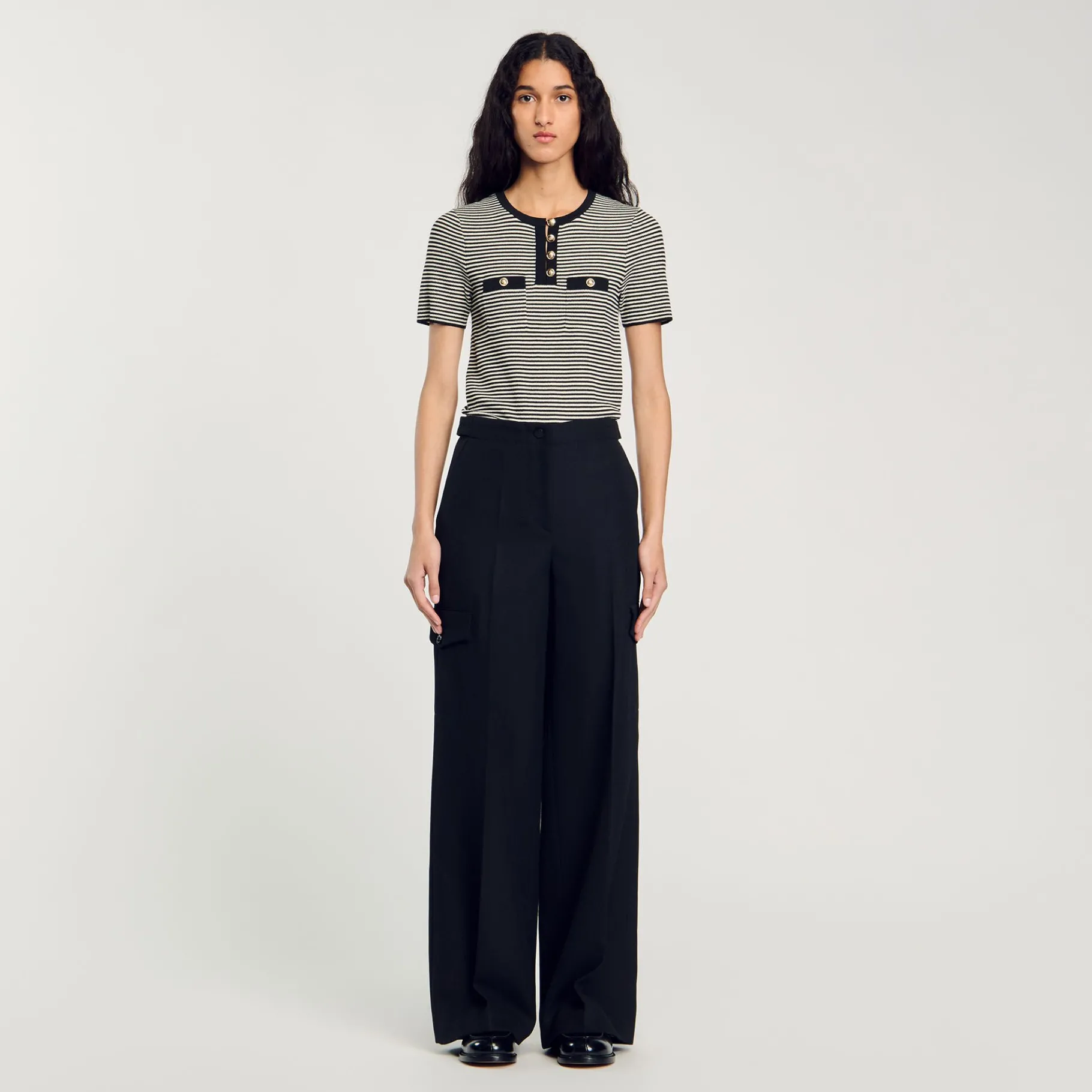 Store SANDRO Pantalon Large Noir