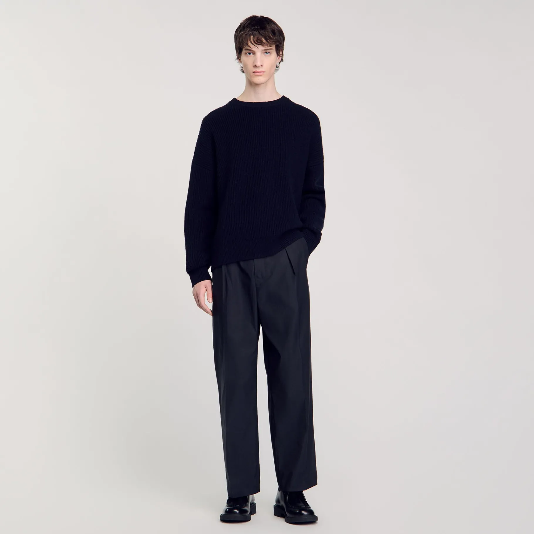 Best Sale SANDRO Pantalon Large à Plis Marine