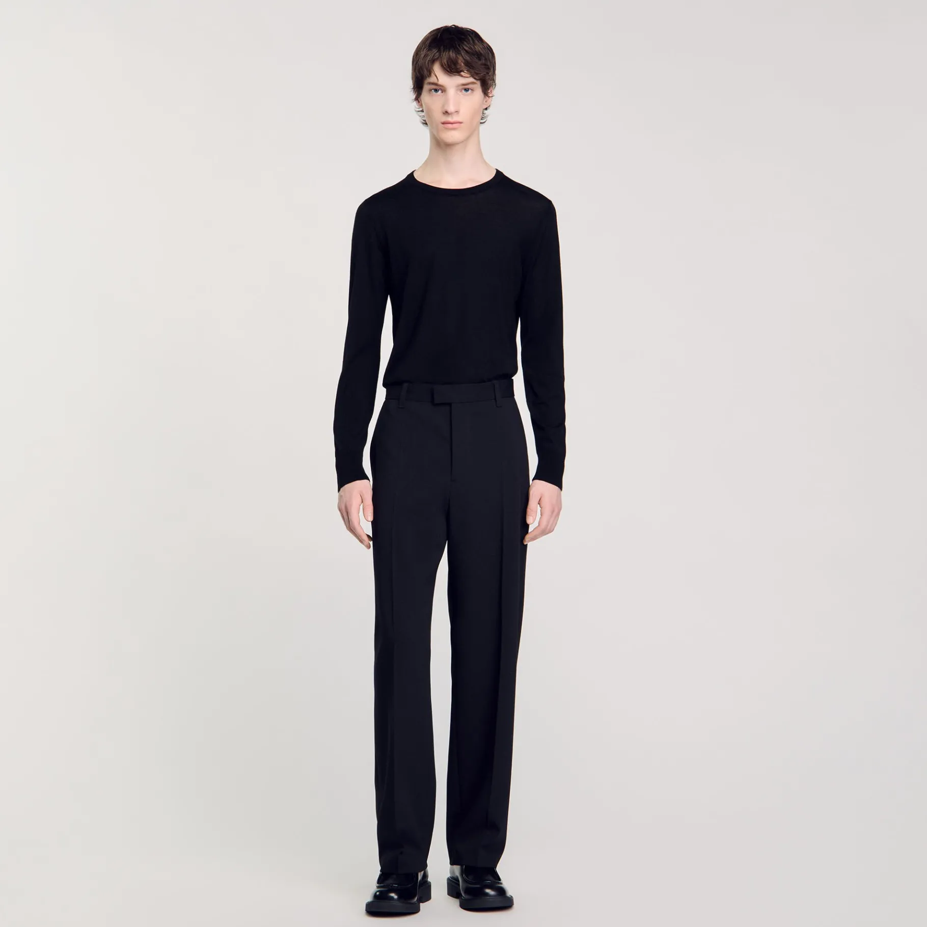Best SANDRO Pantalon Large En Laine Noir