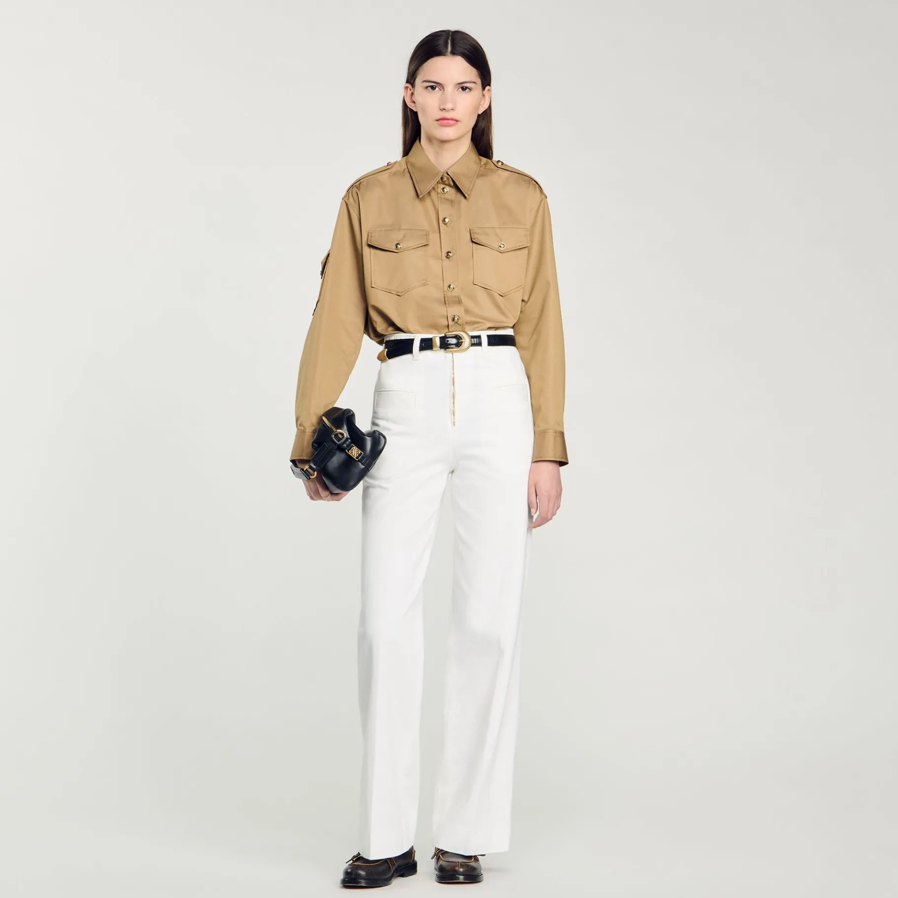 Hot SANDRO Pantalon Large En Toile blanc