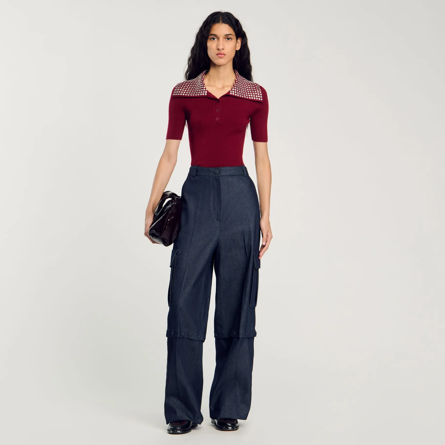 Sale SANDRO Pantalon Modulable En Jean Bleu brut