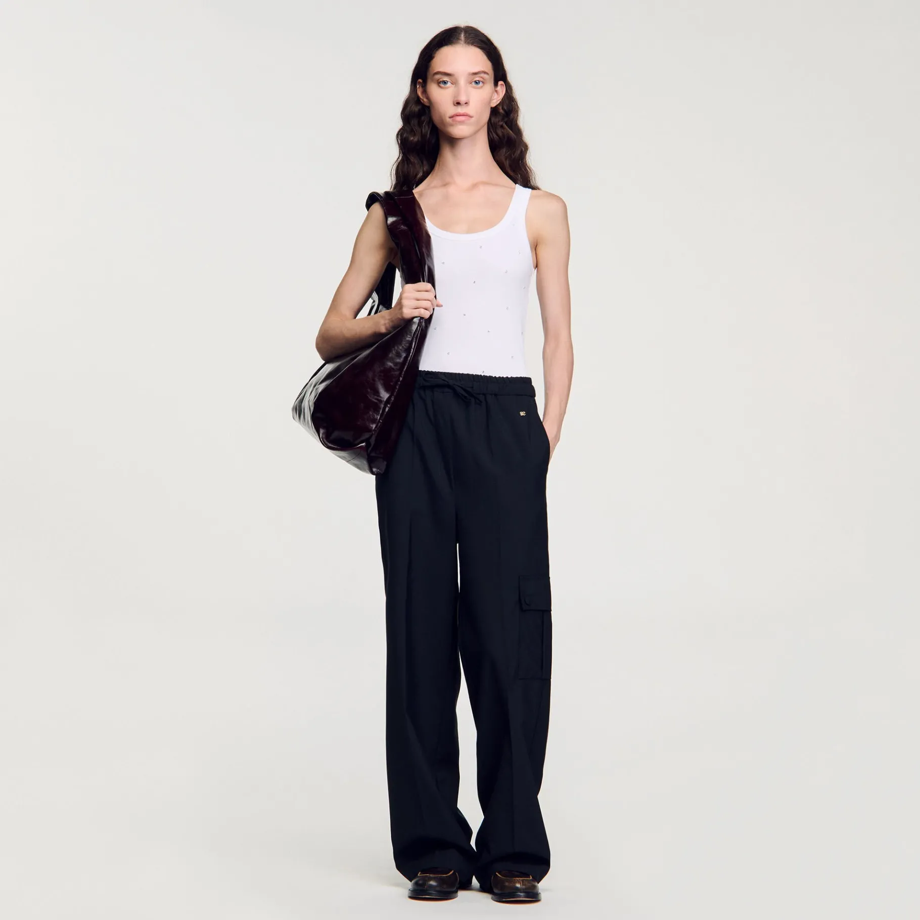 Hot SANDRO Pantalon Taille élastiquée Noir
