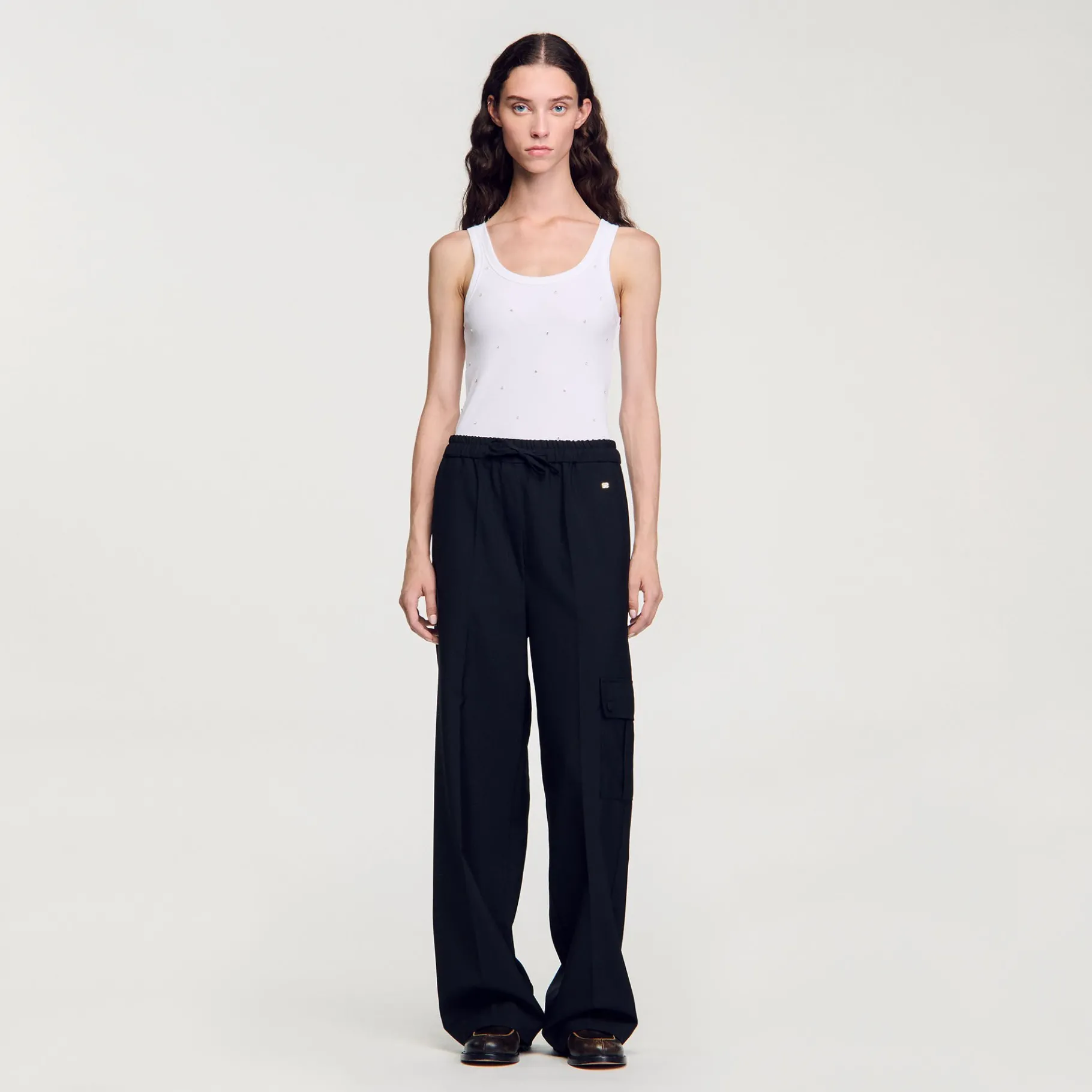 Hot SANDRO Pantalon Taille élastiquée Noir