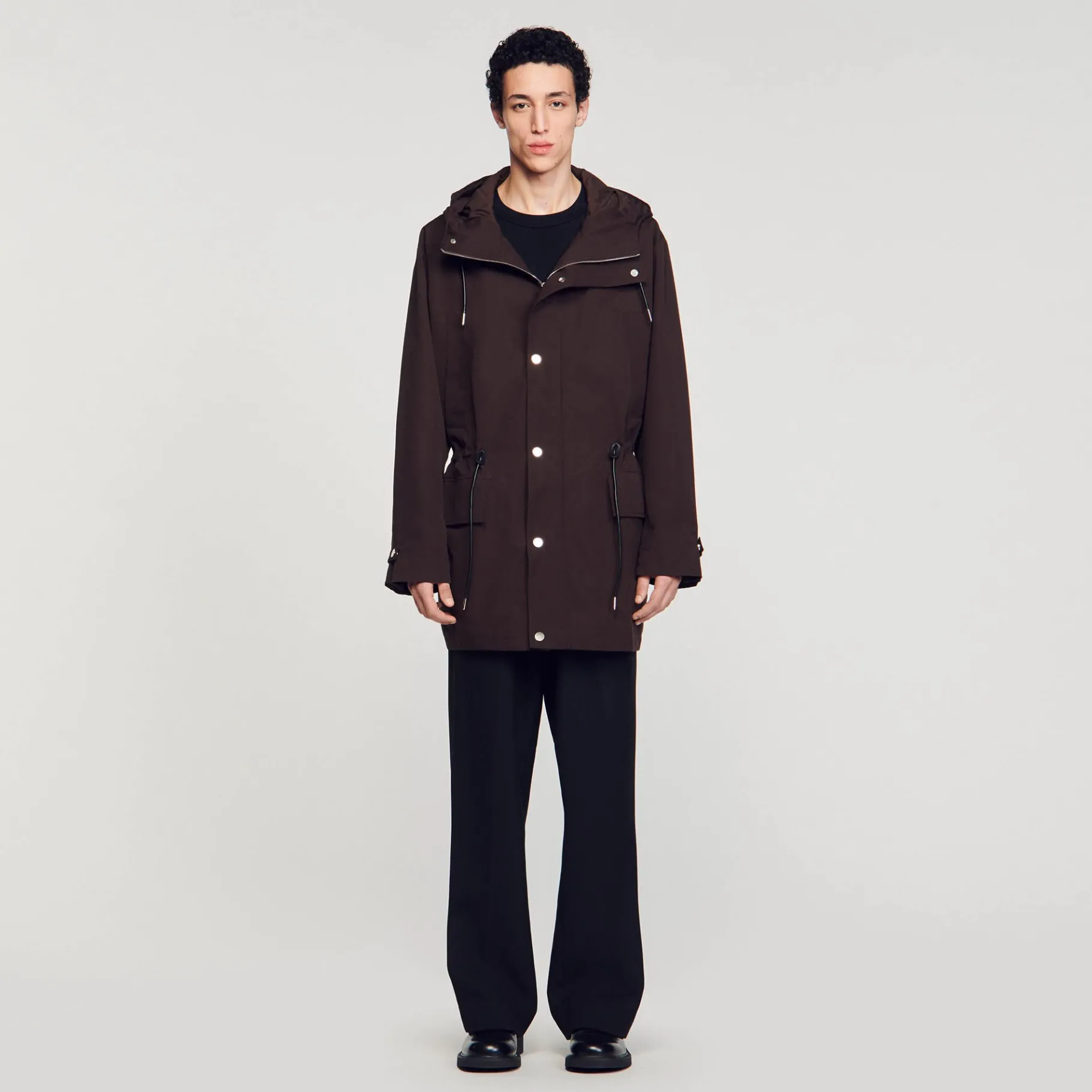 Outlet SANDRO Parka En Coton Marron Foncé