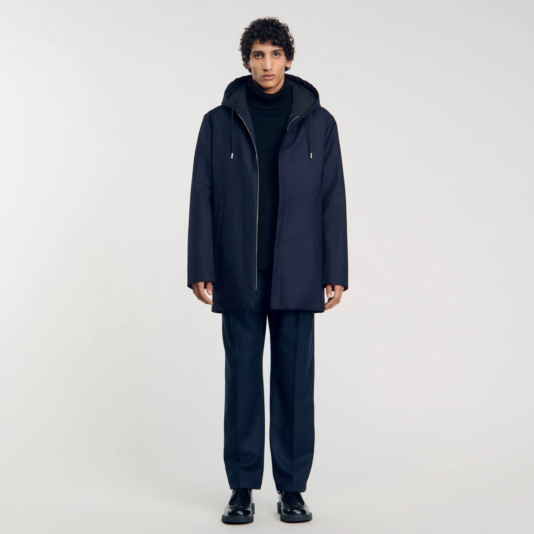 New SANDRO Parka Zippée à Capuche Marine