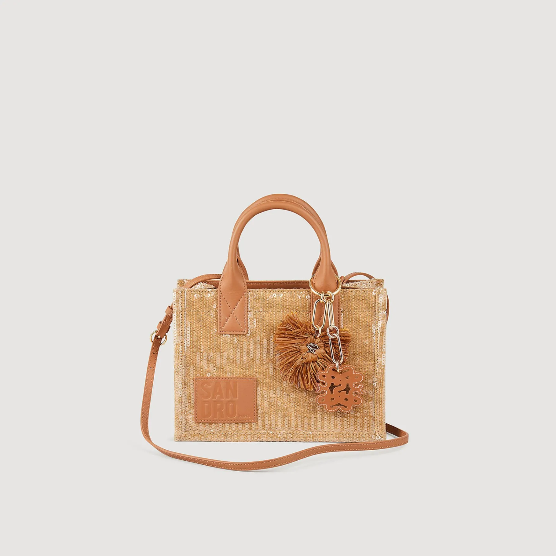 Best Sale SANDRO Petit Cabas Kasbah à Sequins Beige