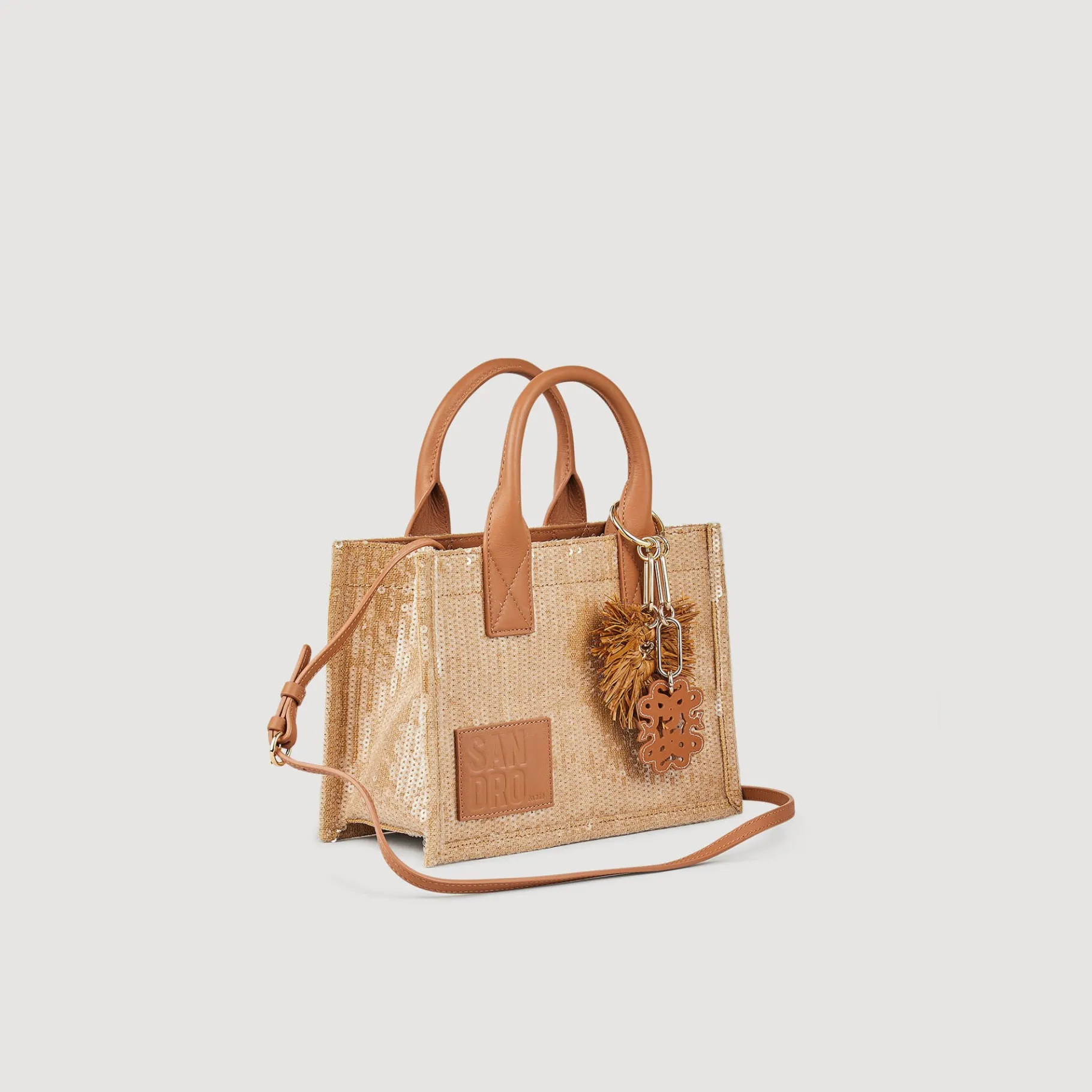 Best Sale SANDRO Petit Cabas Kasbah à Sequins Beige