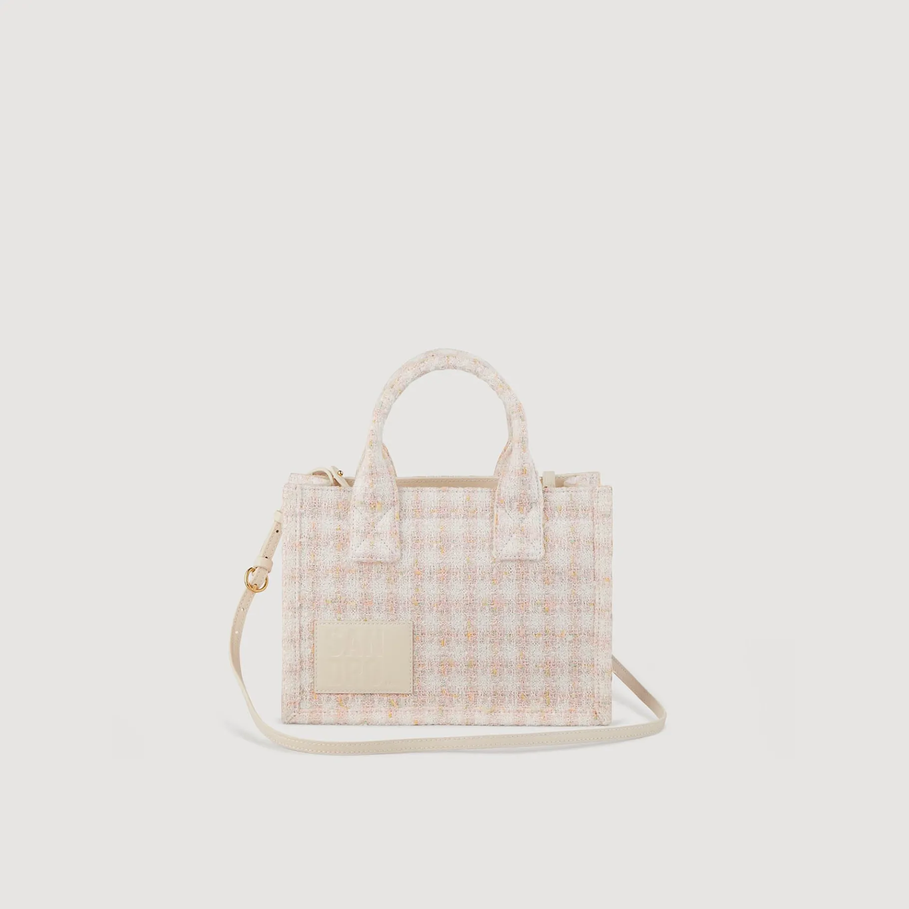 Discount SANDRO Petit Cabas Kasbah En Tweed Rose Clair